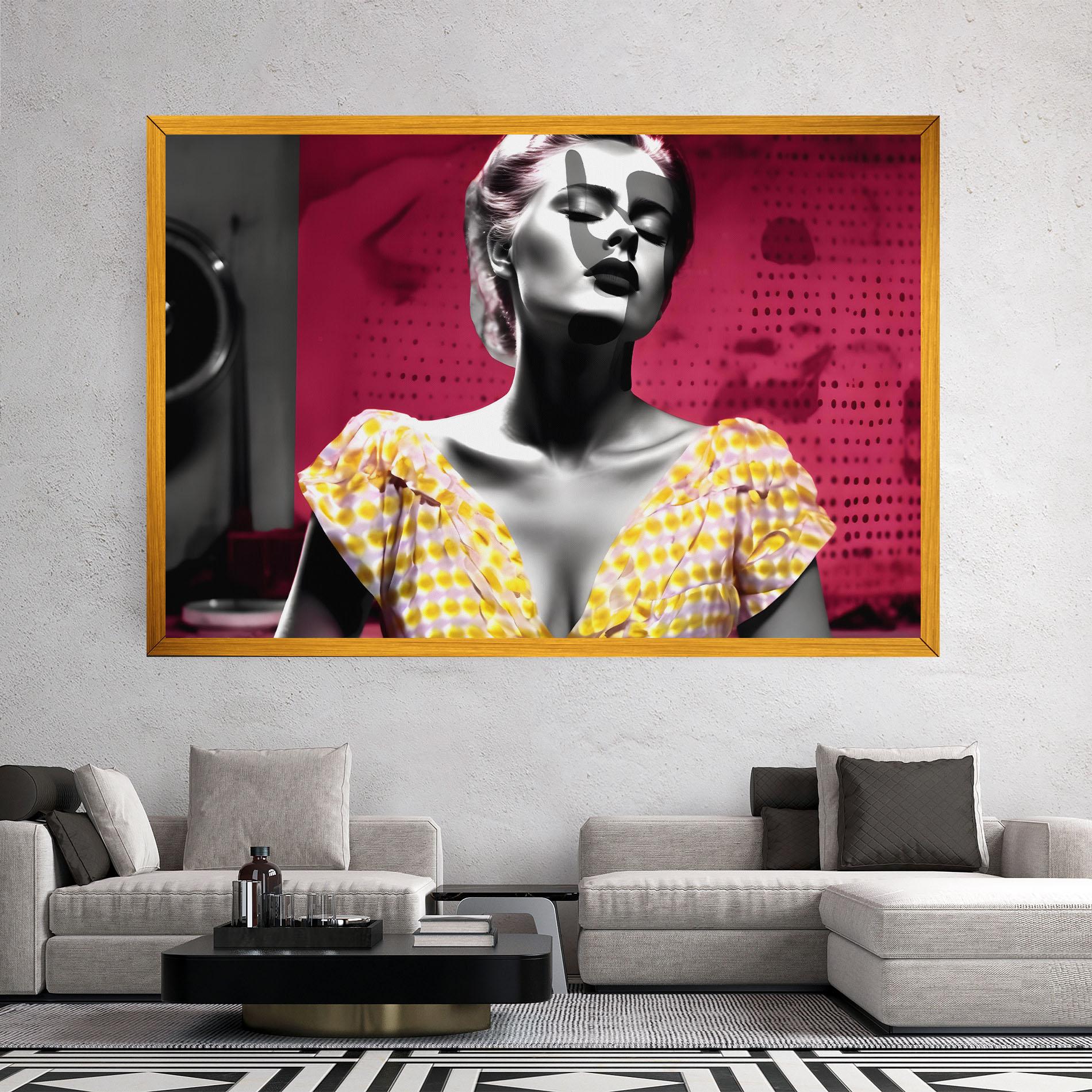 Tablou Canvas Yellow Dress On Pink mockup 2