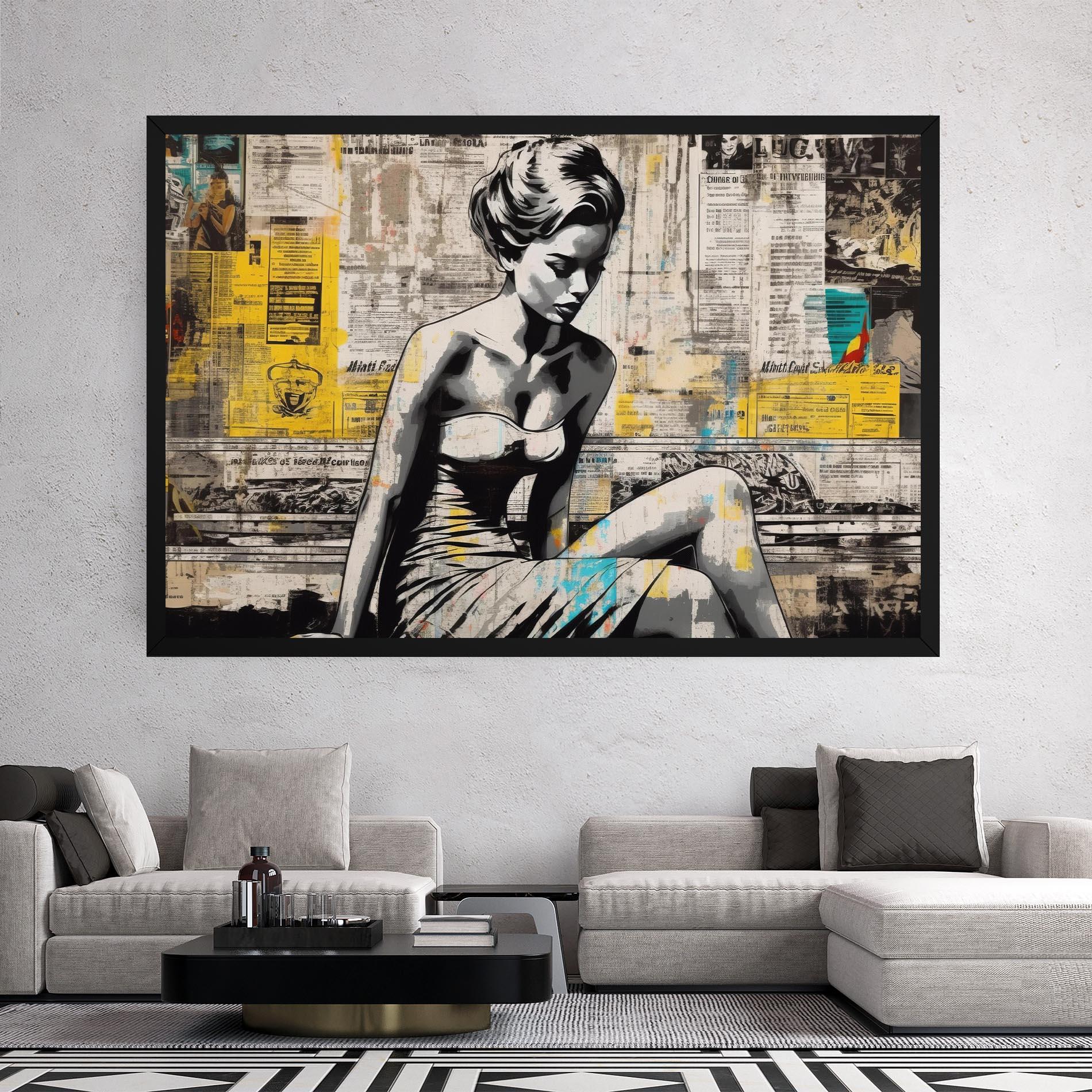 Tablou Canvas Newspaper Painting Girl mockup 2