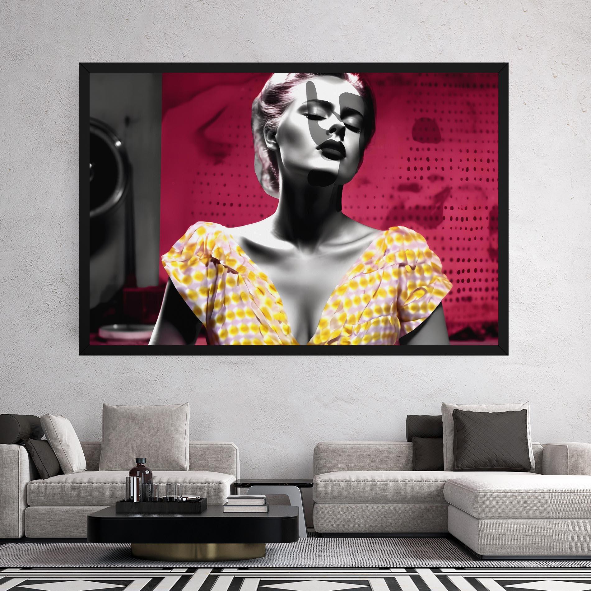 Tablou Canvas Yellow Dress On Pink mockup 2