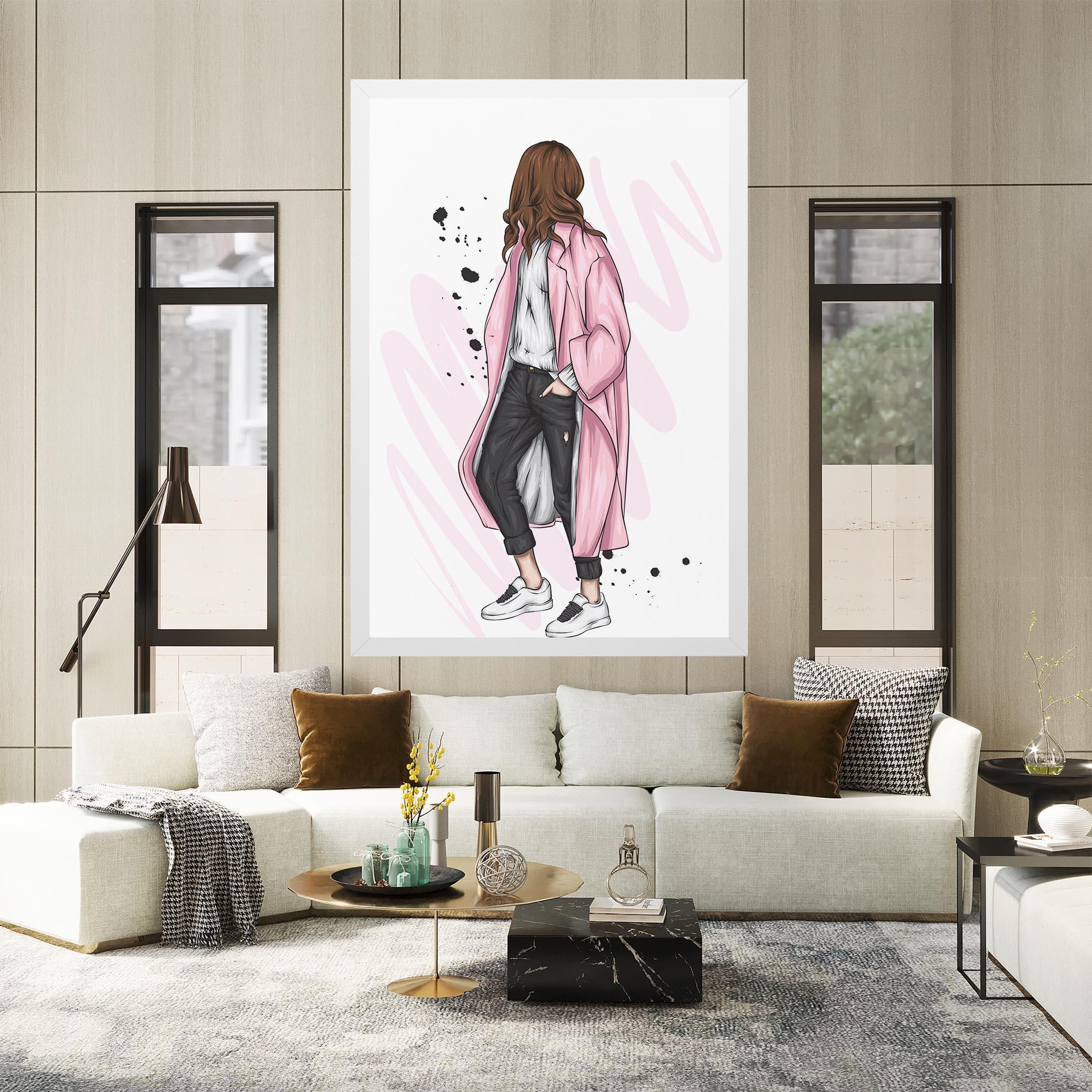 Tablou Canvas Pink Coat Woman mockup 2