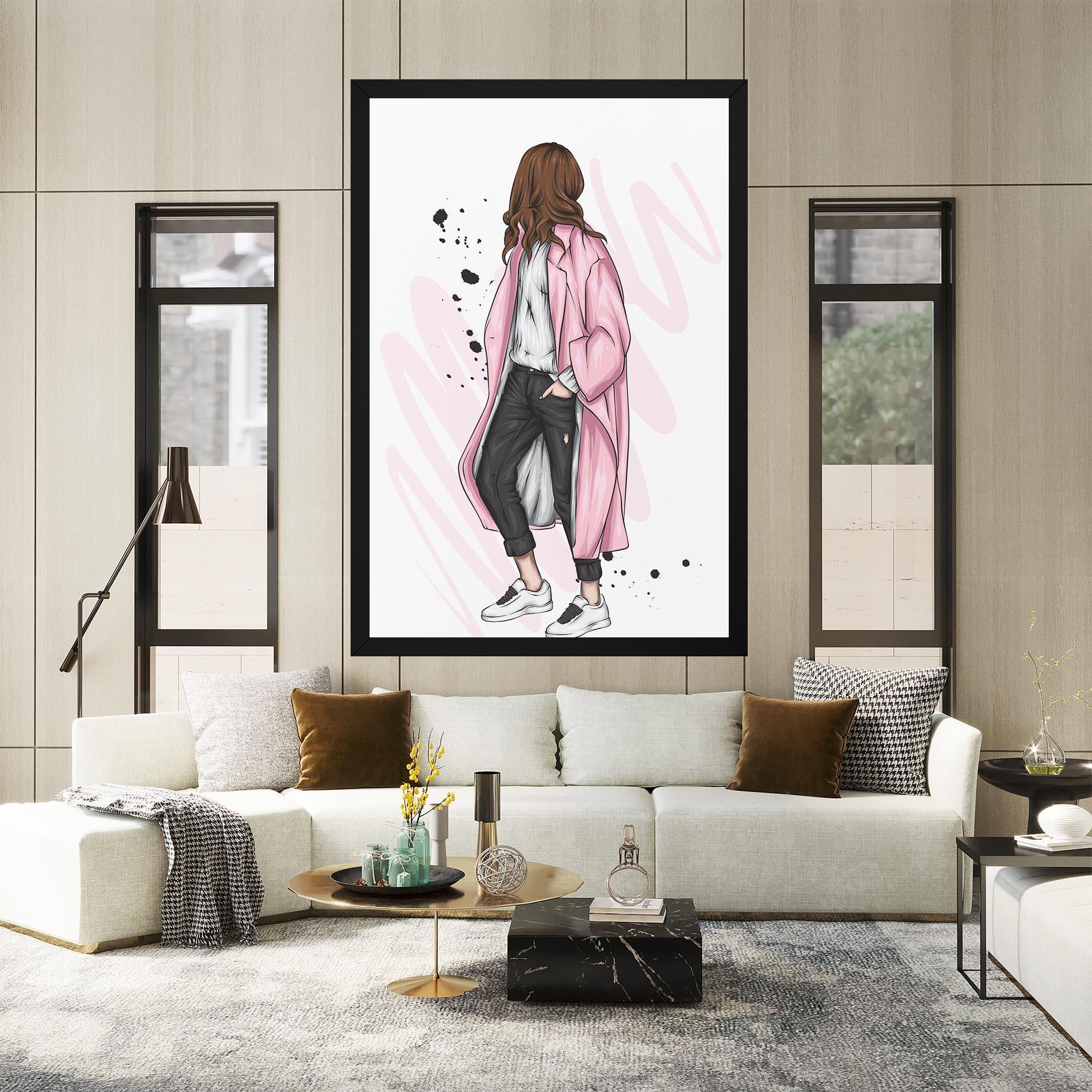 Tablou Canvas Pink Coat Woman mockup 2