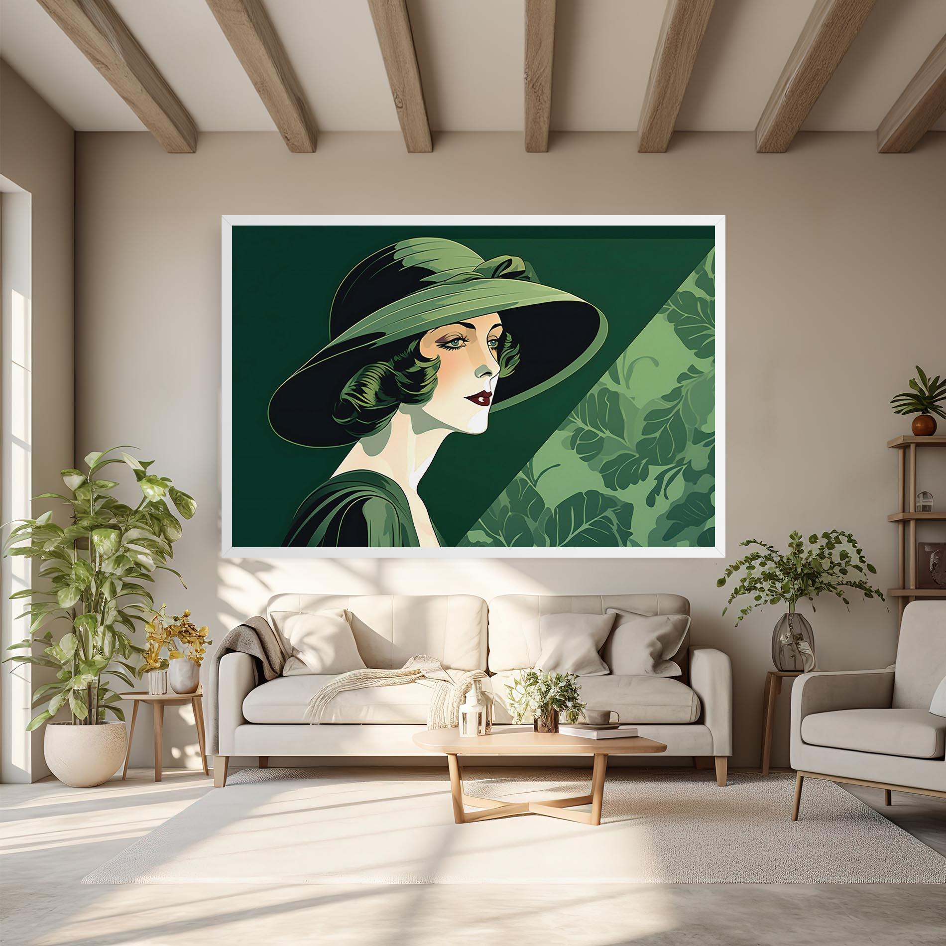 Tablou Canvas Green Woman Painting mockup 6