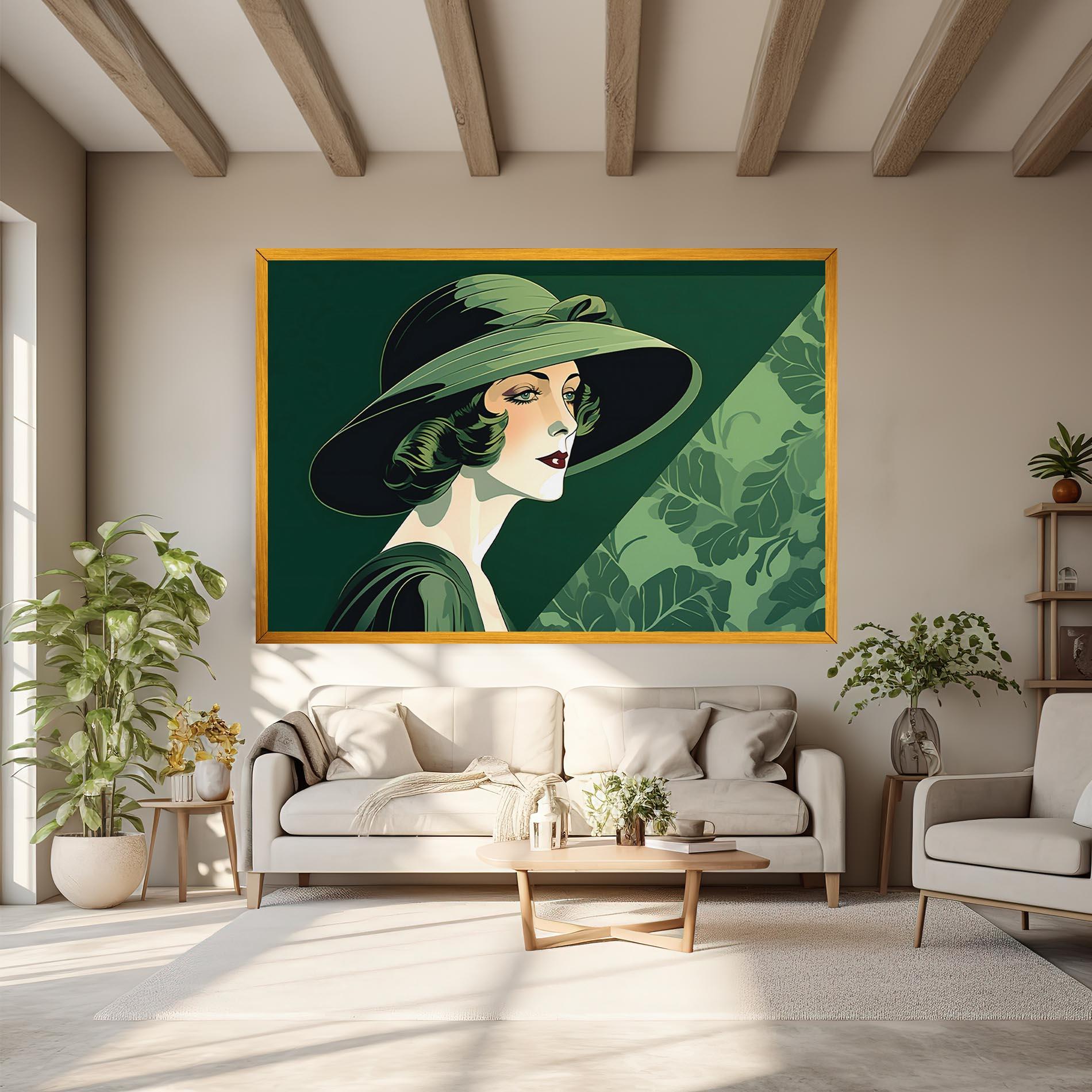 Tablou Canvas Green Woman Painting mockup 6