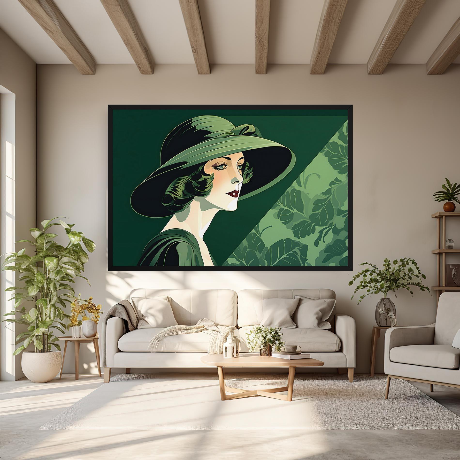 Tablou Canvas Green Woman Painting mockup 6