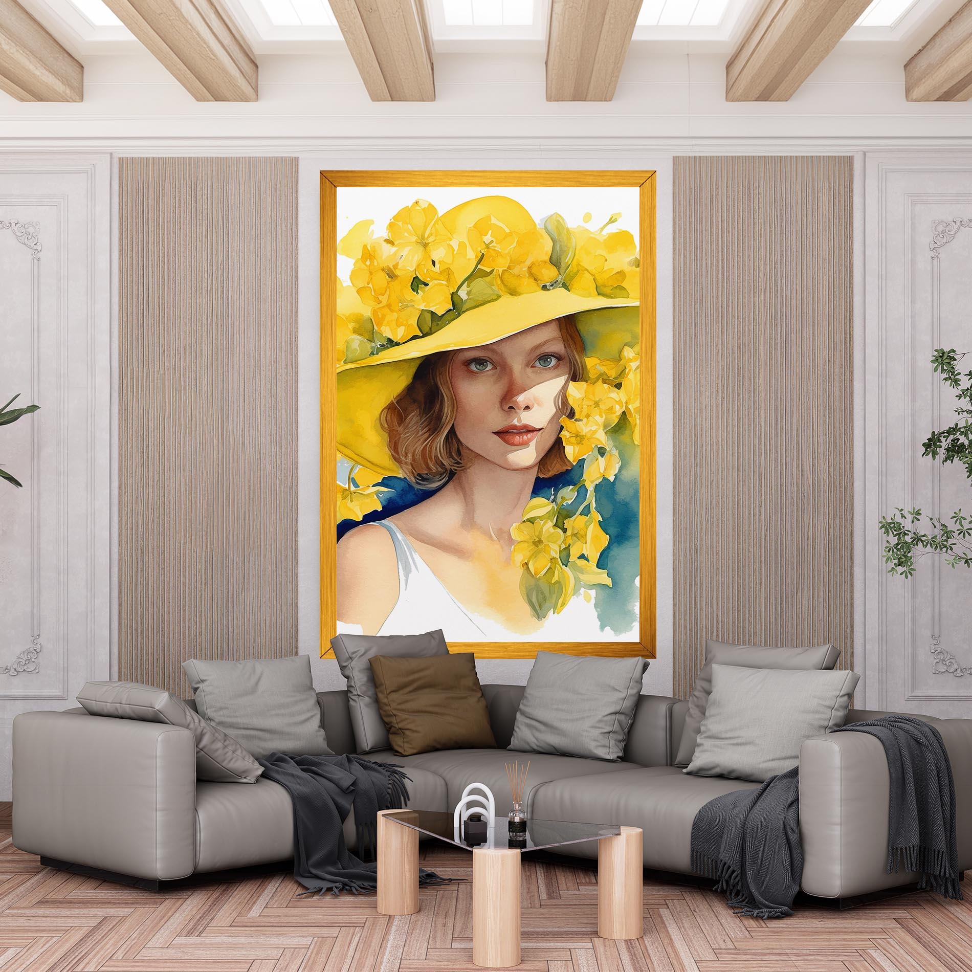 Tablou Canvas Yellow Hat Flowers mockup 6