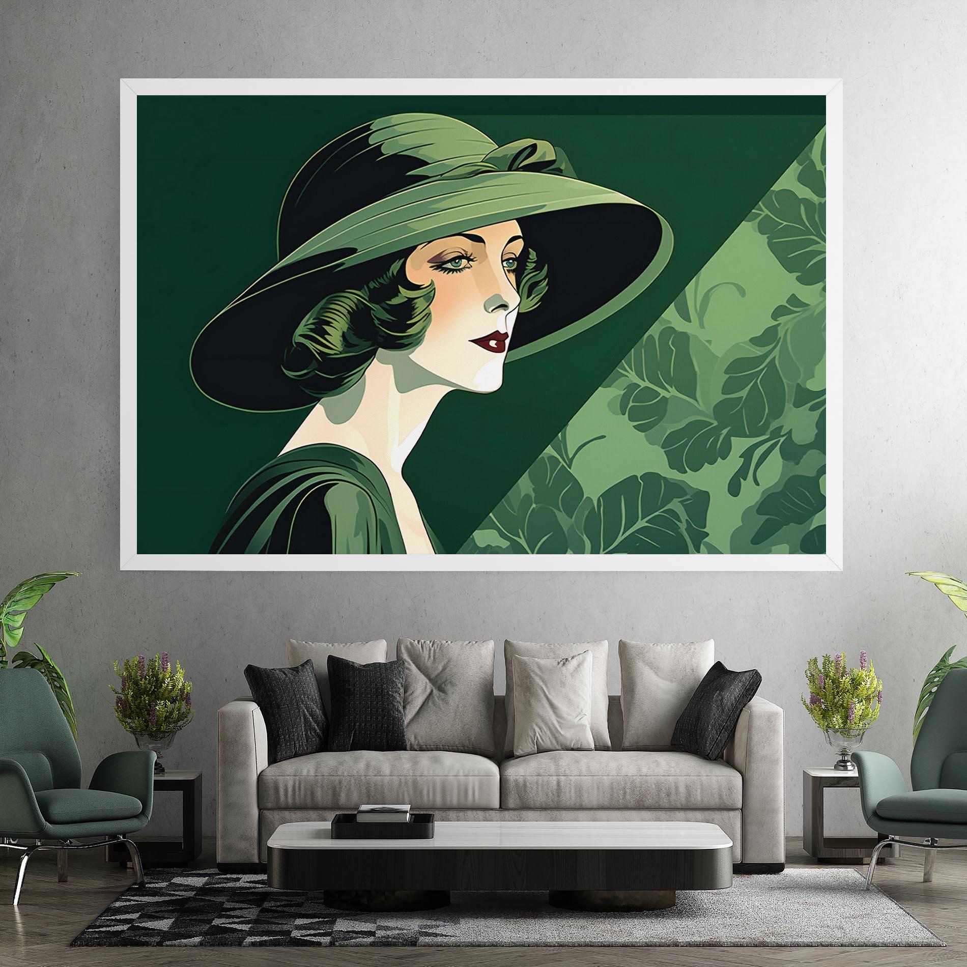 Tablou Canvas Green Woman Painting mockup 7