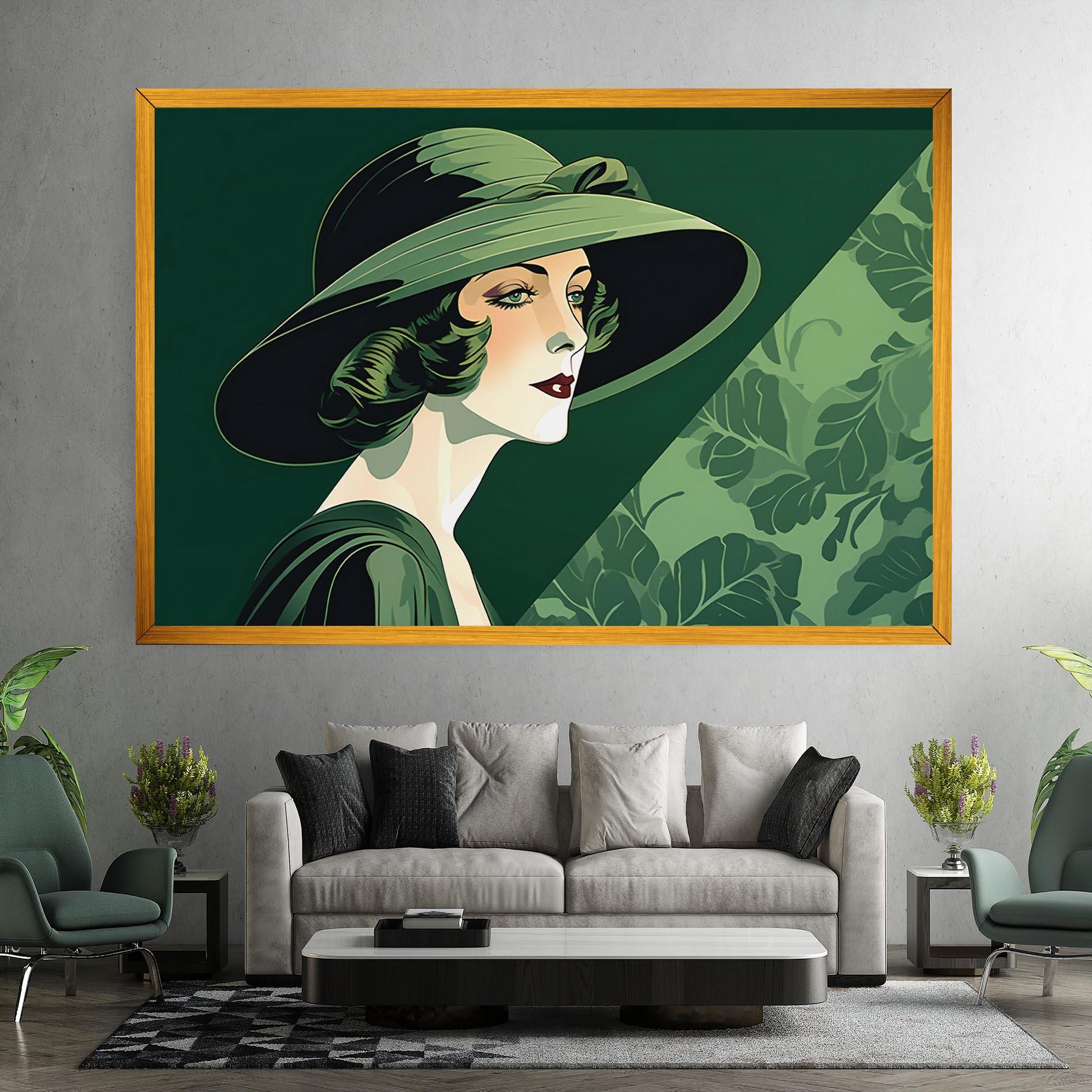 Tablou Canvas Green Woman Painting mockup 7