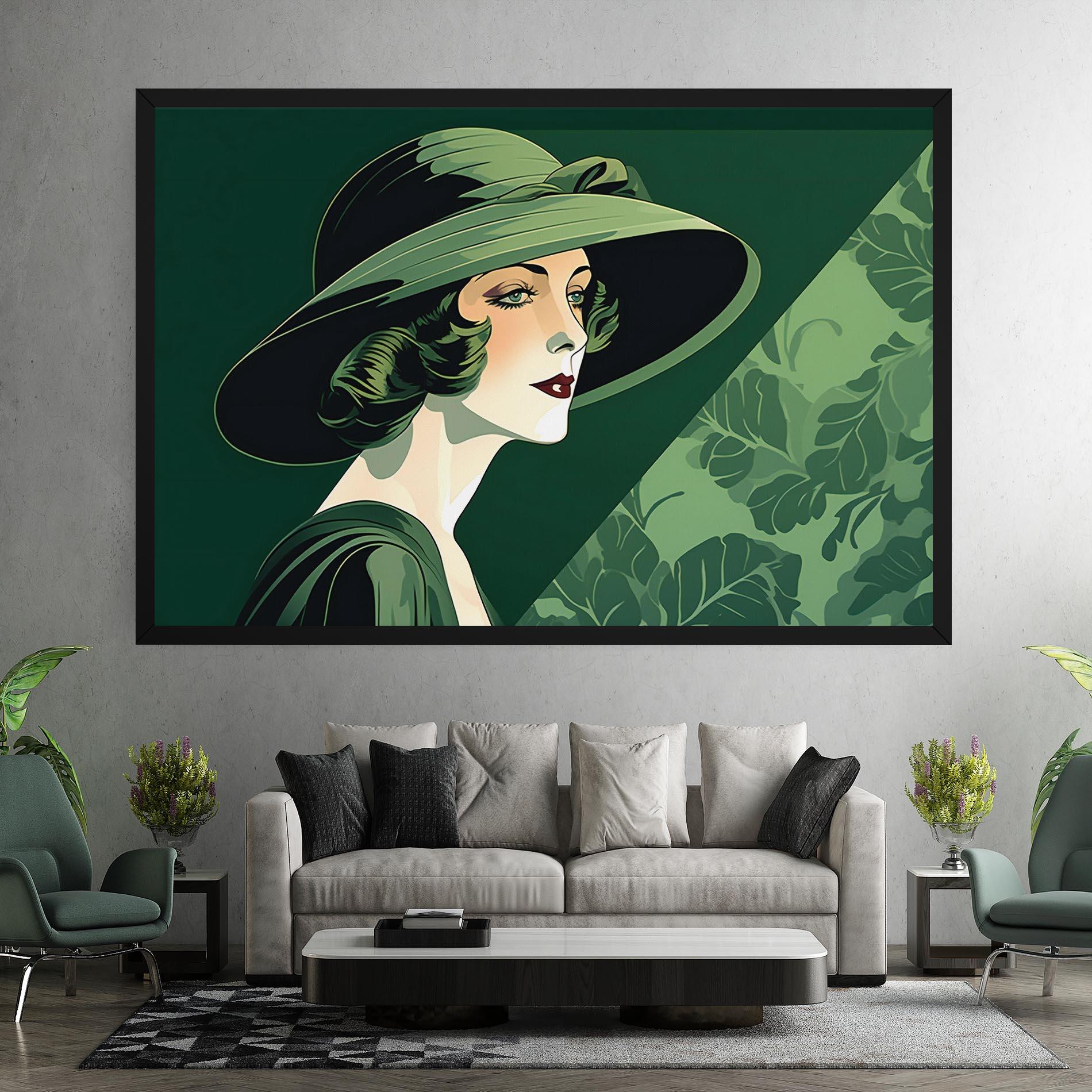Tablou Canvas Green Woman Painting mockup 7