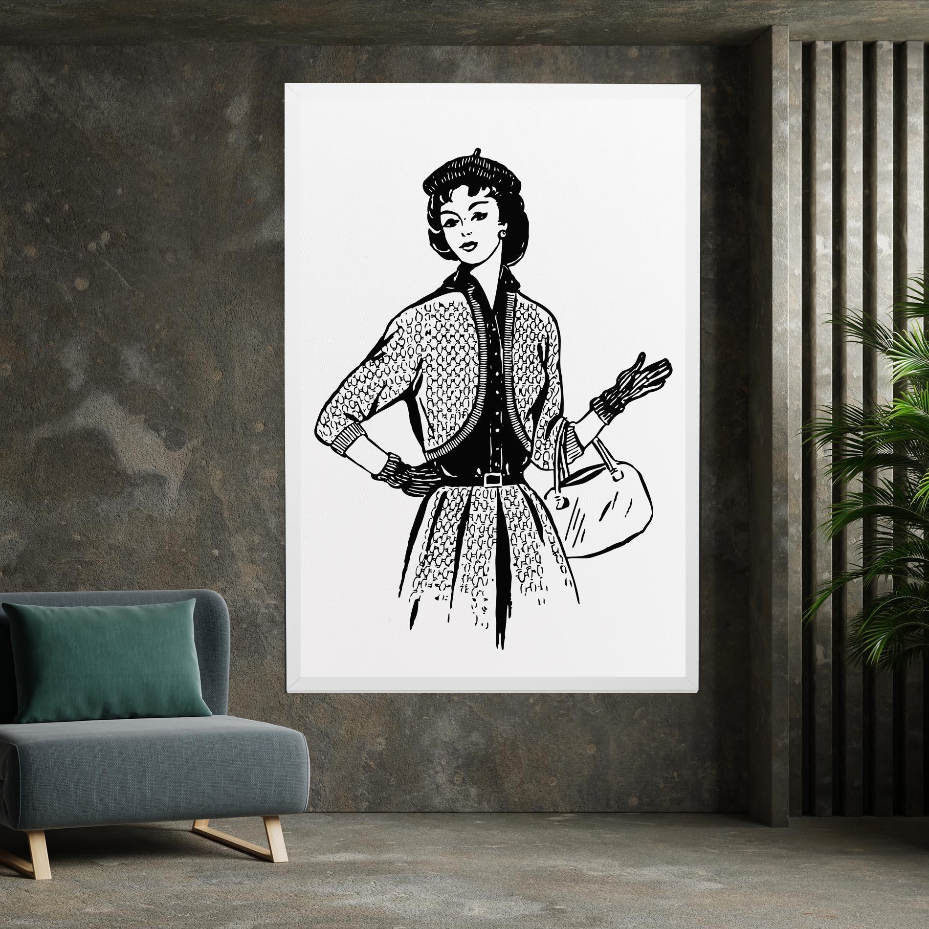 Tablou Canvas Vintage Woman Line mockup 7