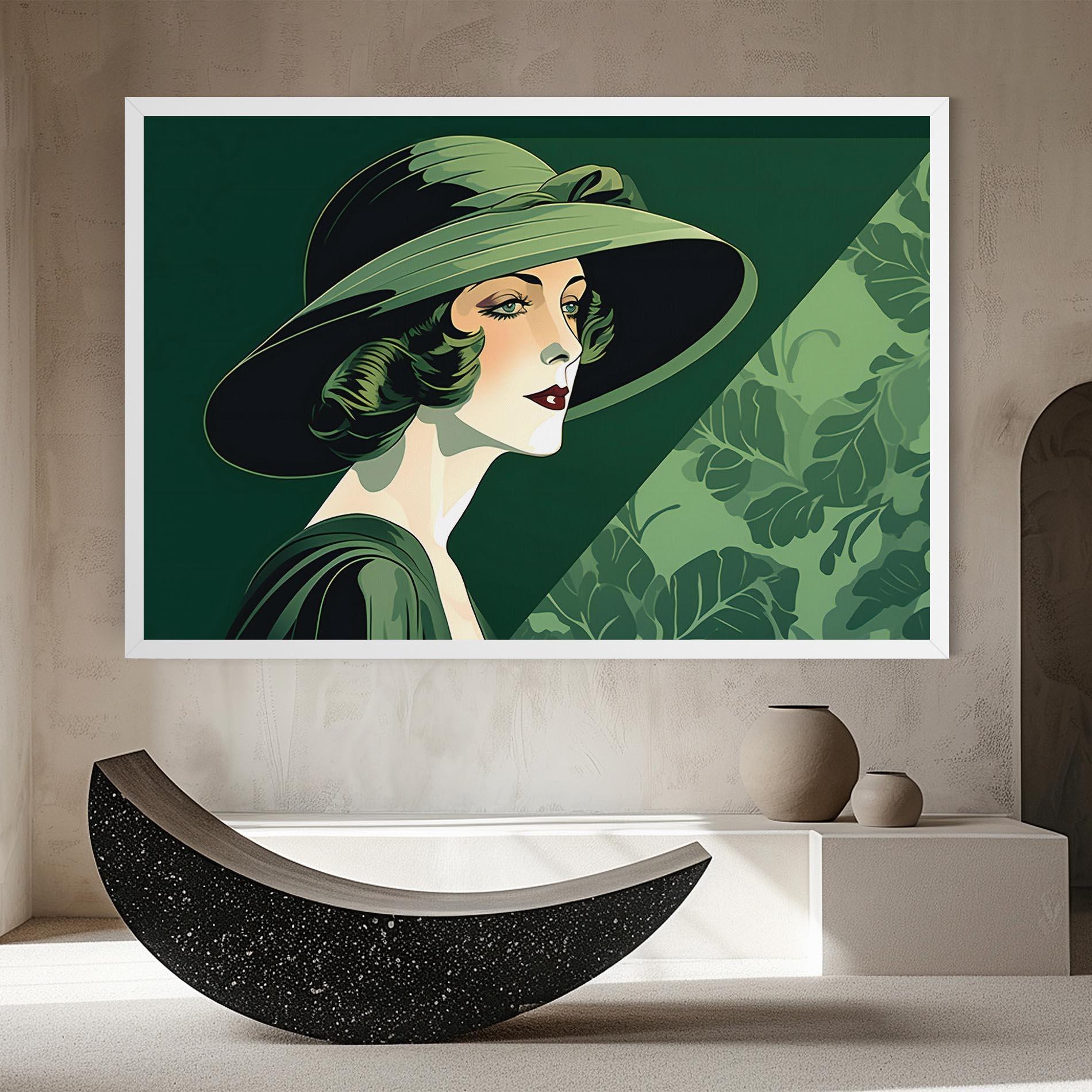 Tablou Canvas Green Woman Painting mockup 8