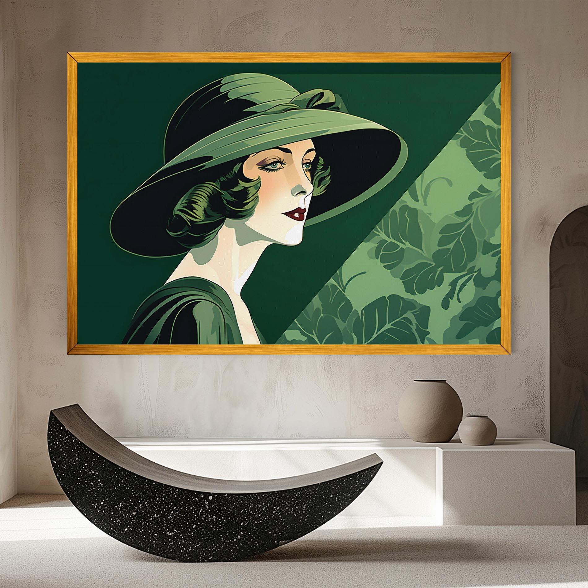 Tablou Canvas Green Woman Painting mockup 8