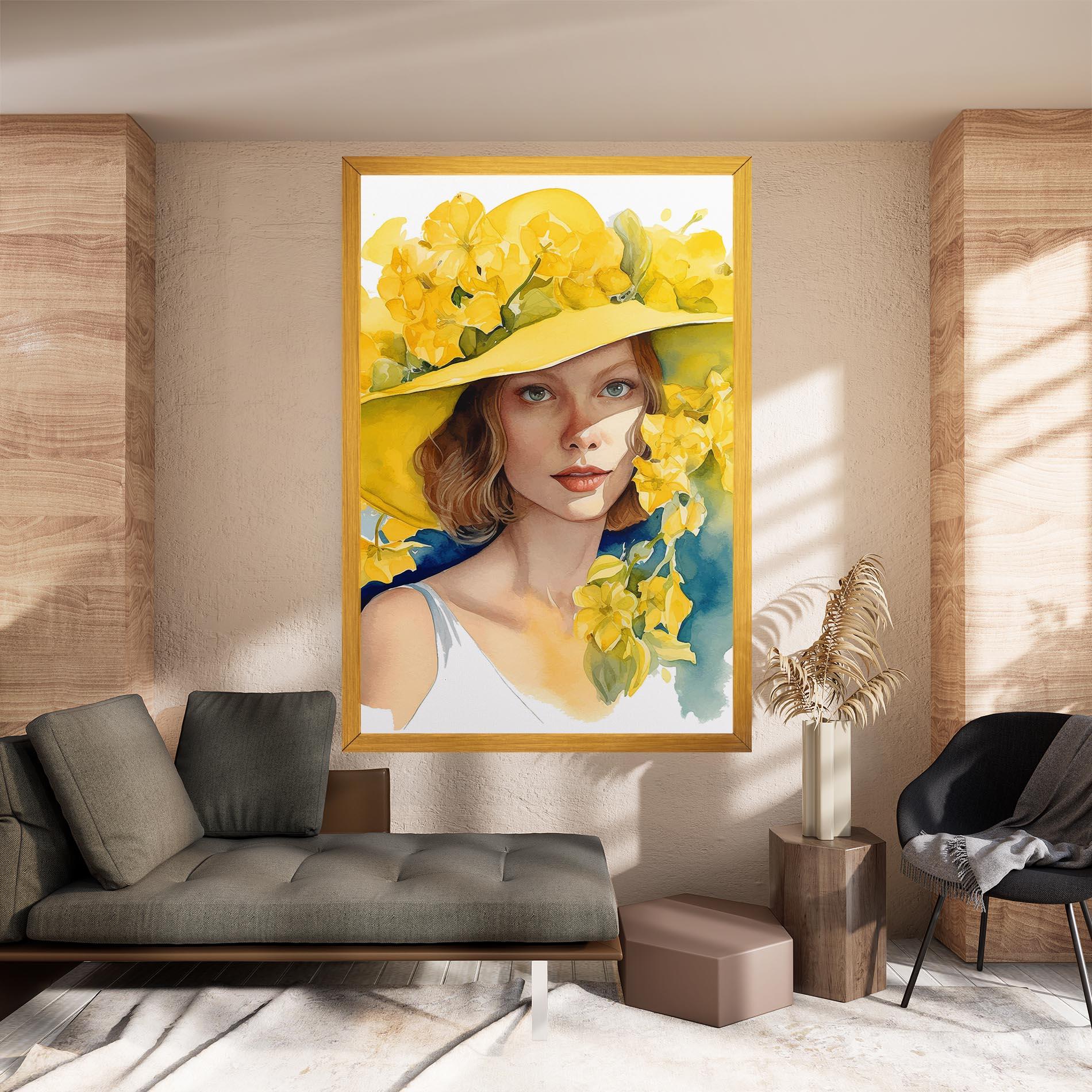 Tablou Canvas Yellow Hat Flowers mockup 8