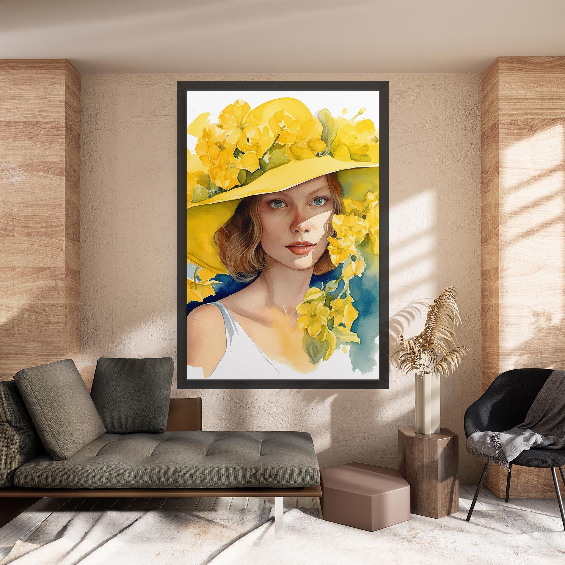 Tablou Canvas Yellow Hat Flowers mockup 8