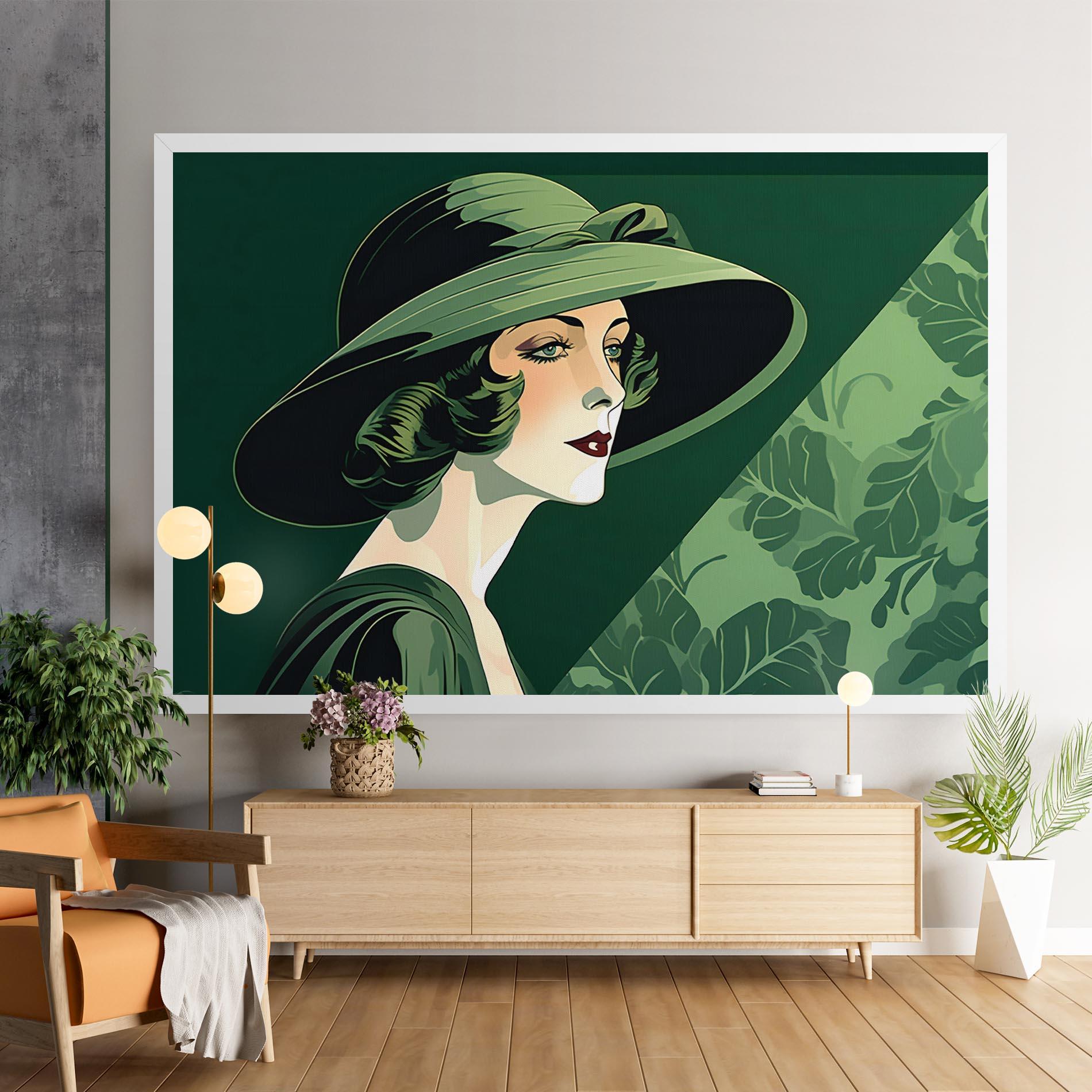 Tablou Canvas Green Woman Painting mockup 9