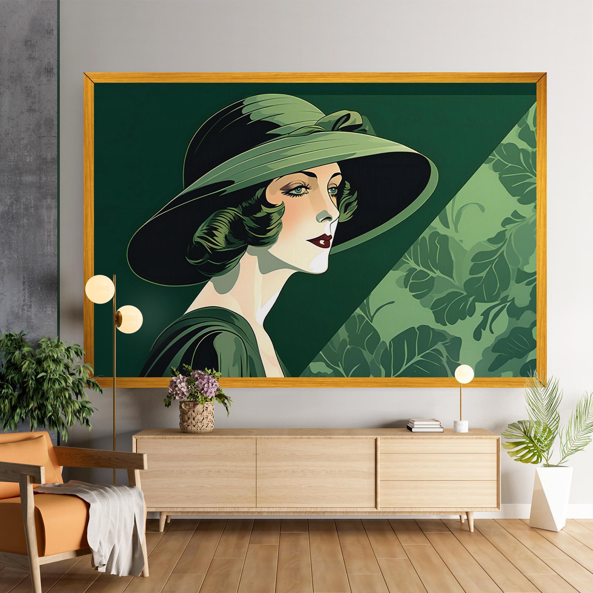Tablou Canvas Green Woman Painting mockup 9