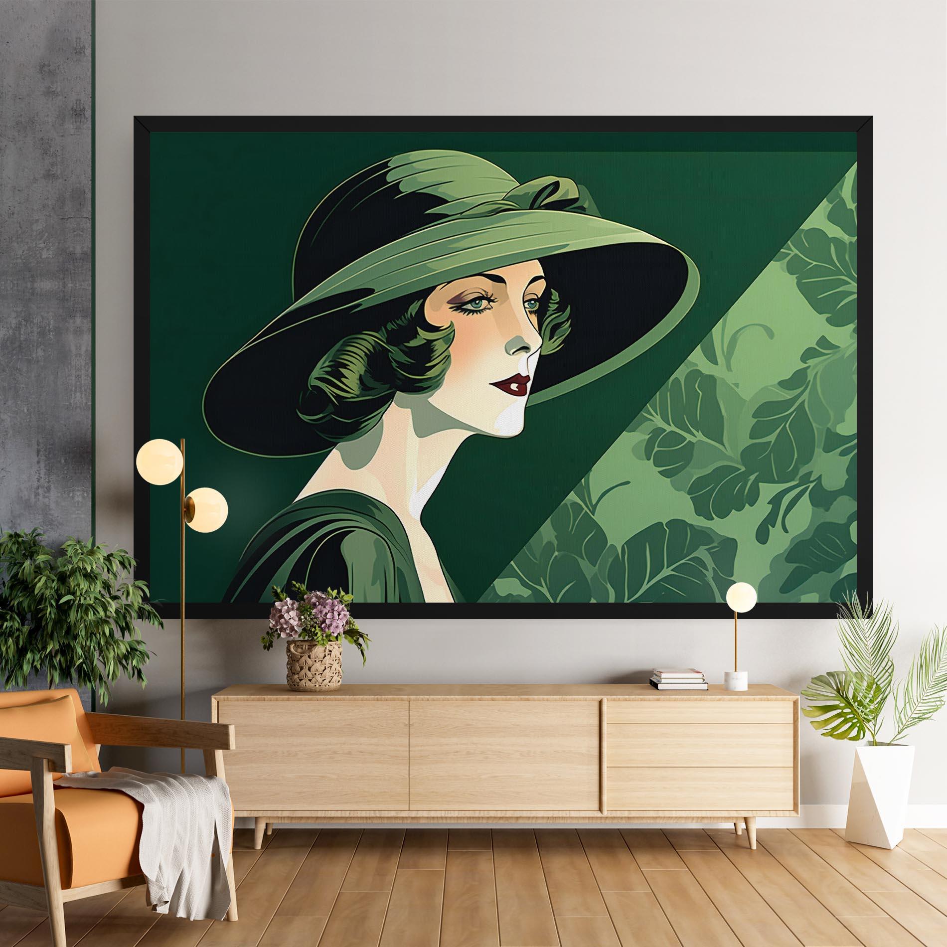 Tablou Canvas Green Woman Painting mockup 9