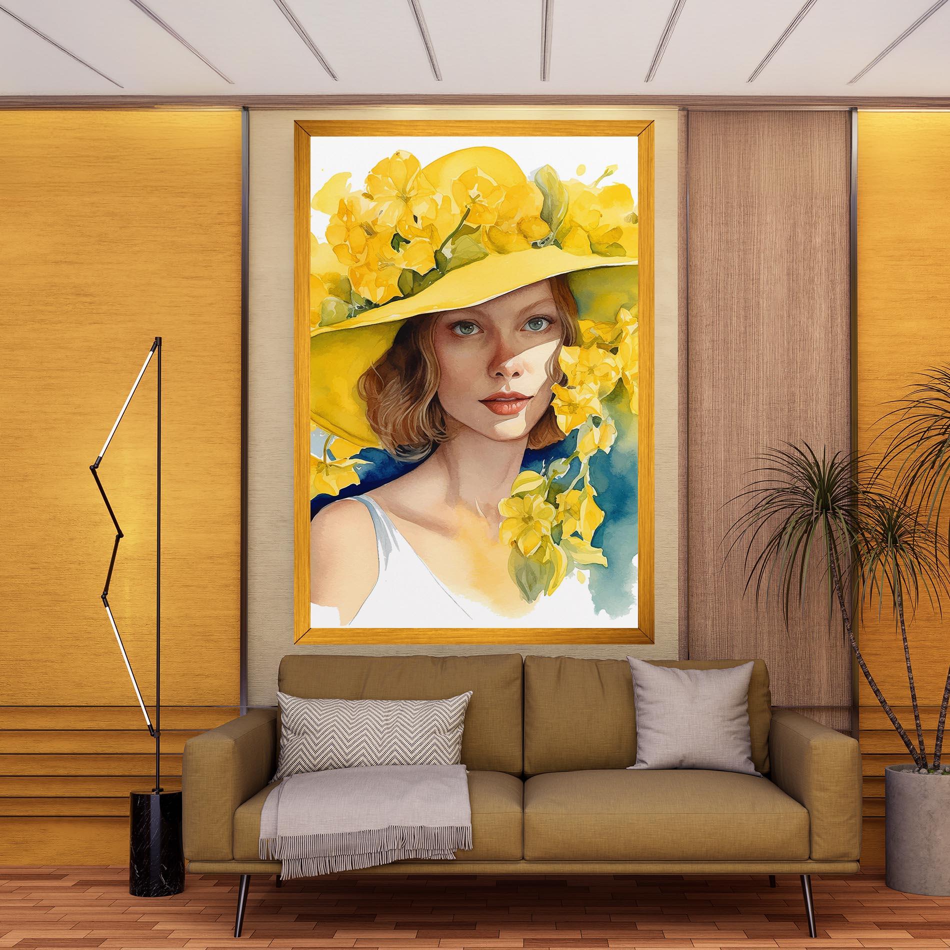 Tablou Canvas Yellow Hat Flowers mockup 9