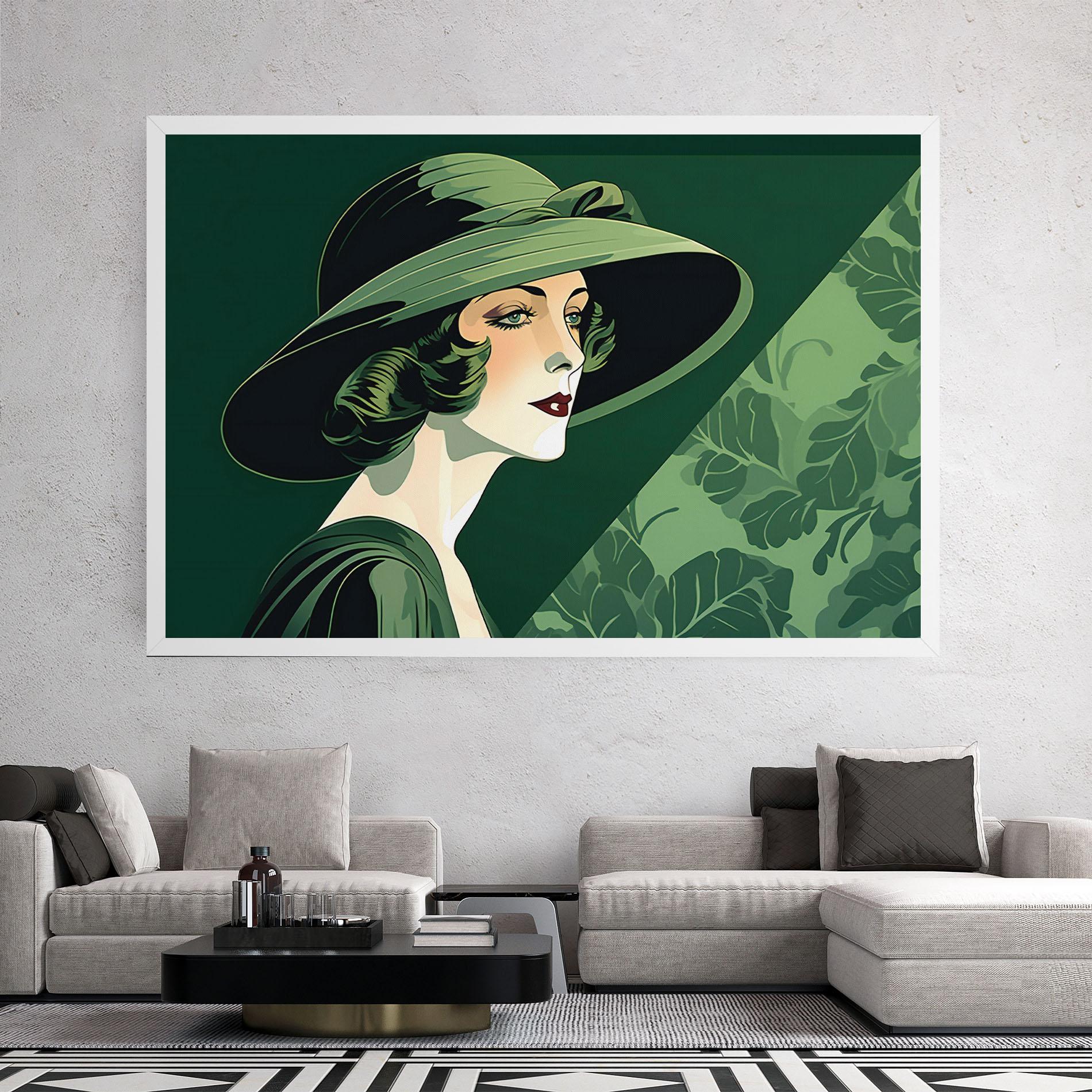 Tablou Canvas Green Woman Painting mockup 2