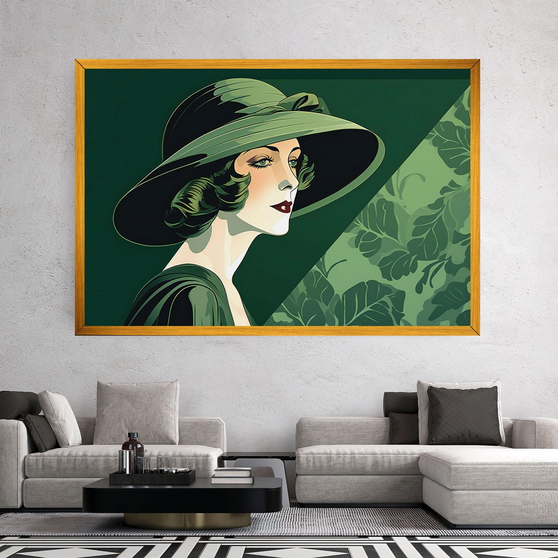 Tablou Canvas Green Woman Painting mockup 2