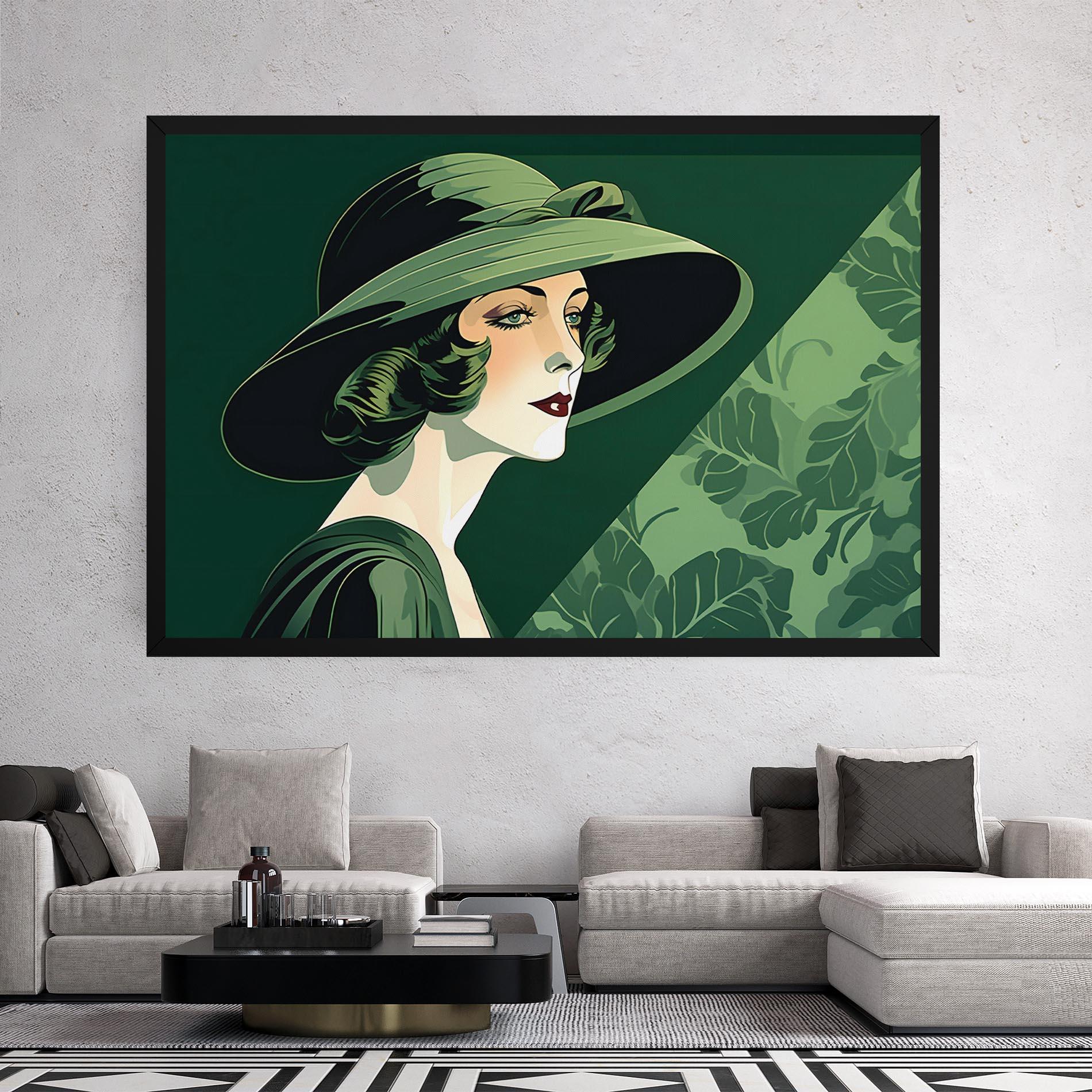 Tablou Canvas Green Woman Painting mockup 2