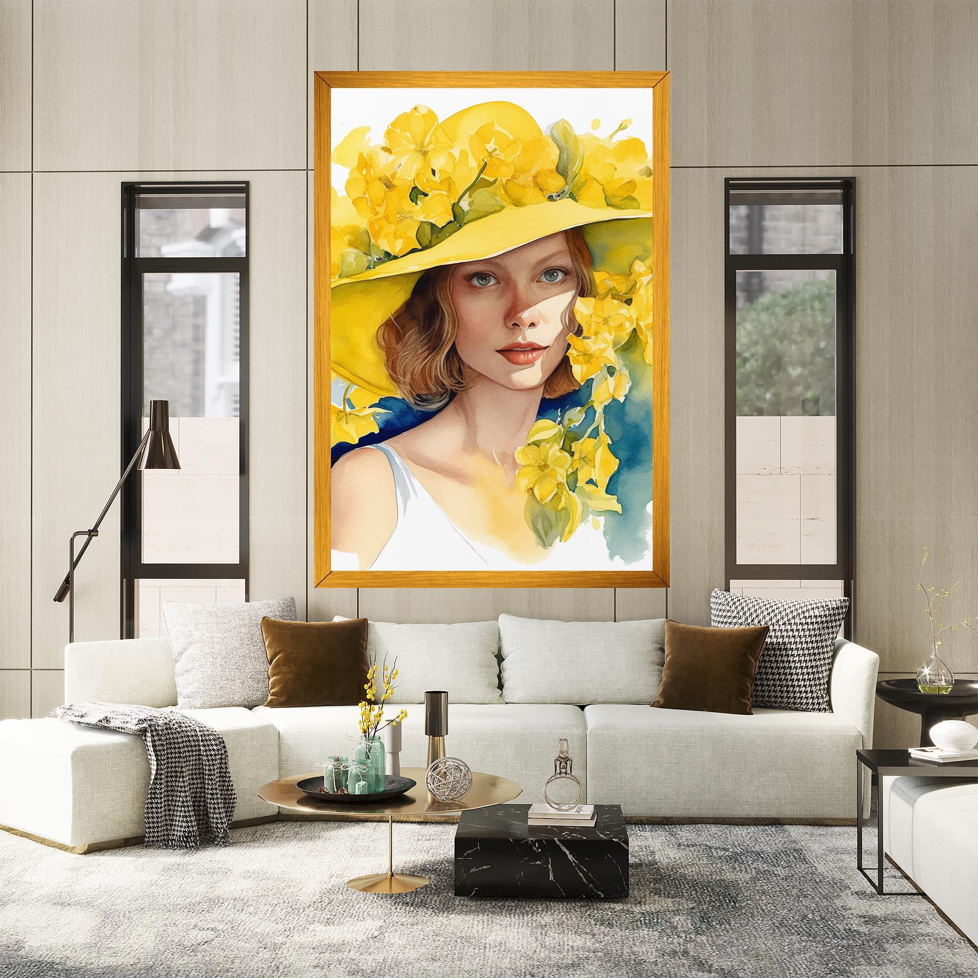 Tablou Canvas Yellow Hat Flowers mockup 2