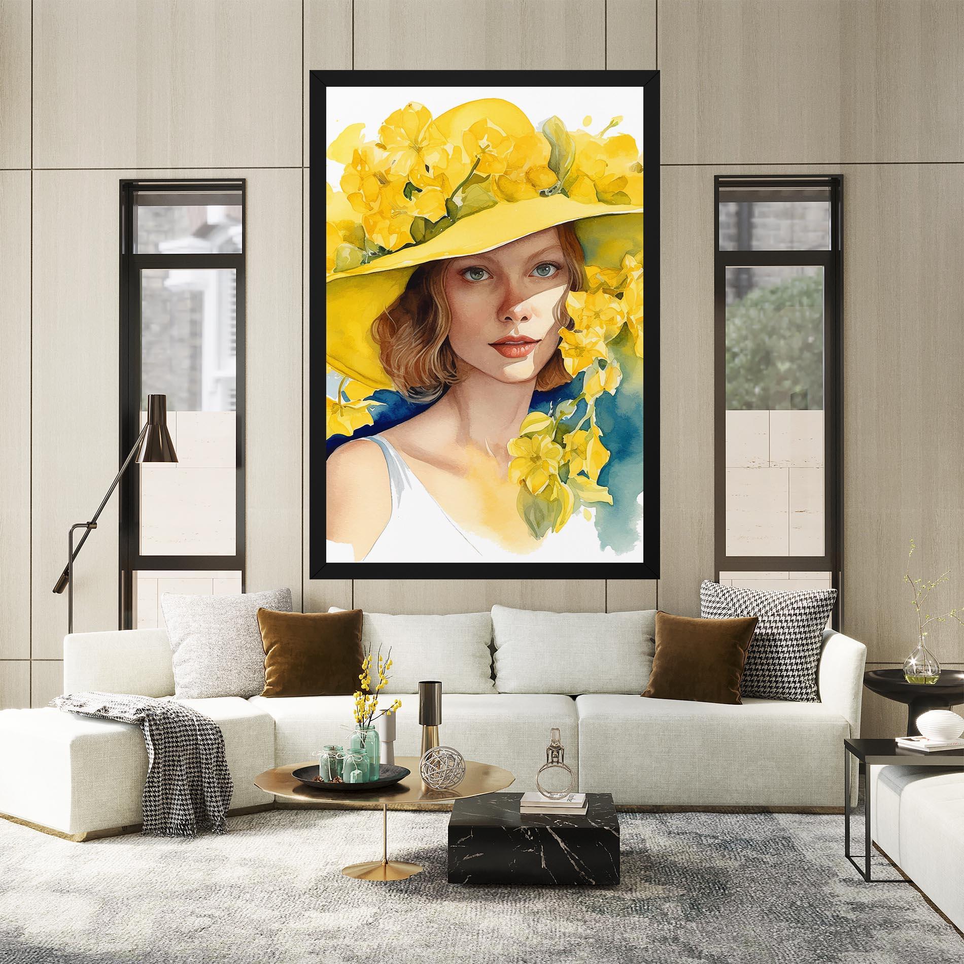 Tablou Canvas Yellow Hat Flowers mockup 2