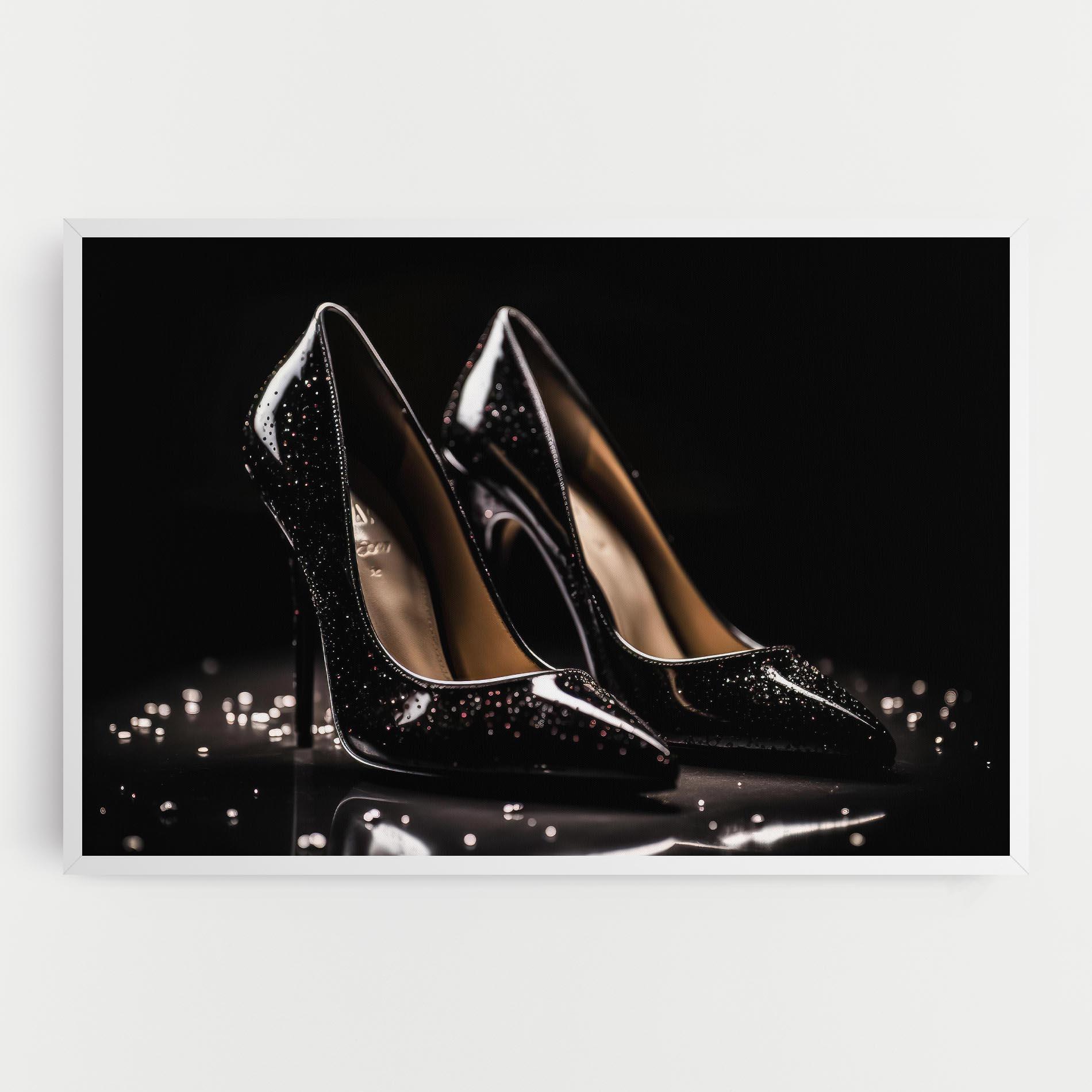 Tablou Canvas Black Leather Shoe mockup 0