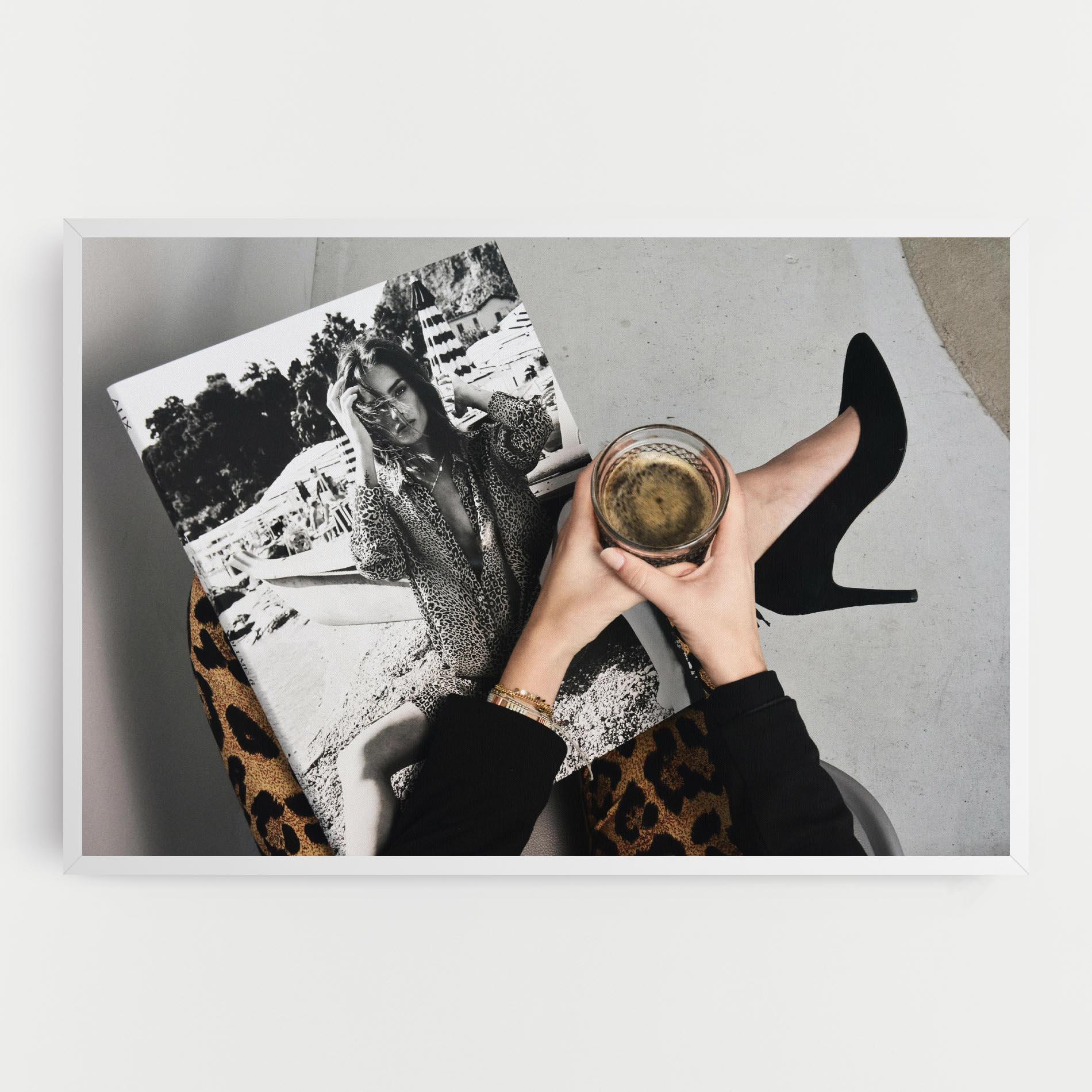 Tablou Canvas Black Shoes Holding Coffee mockup 0