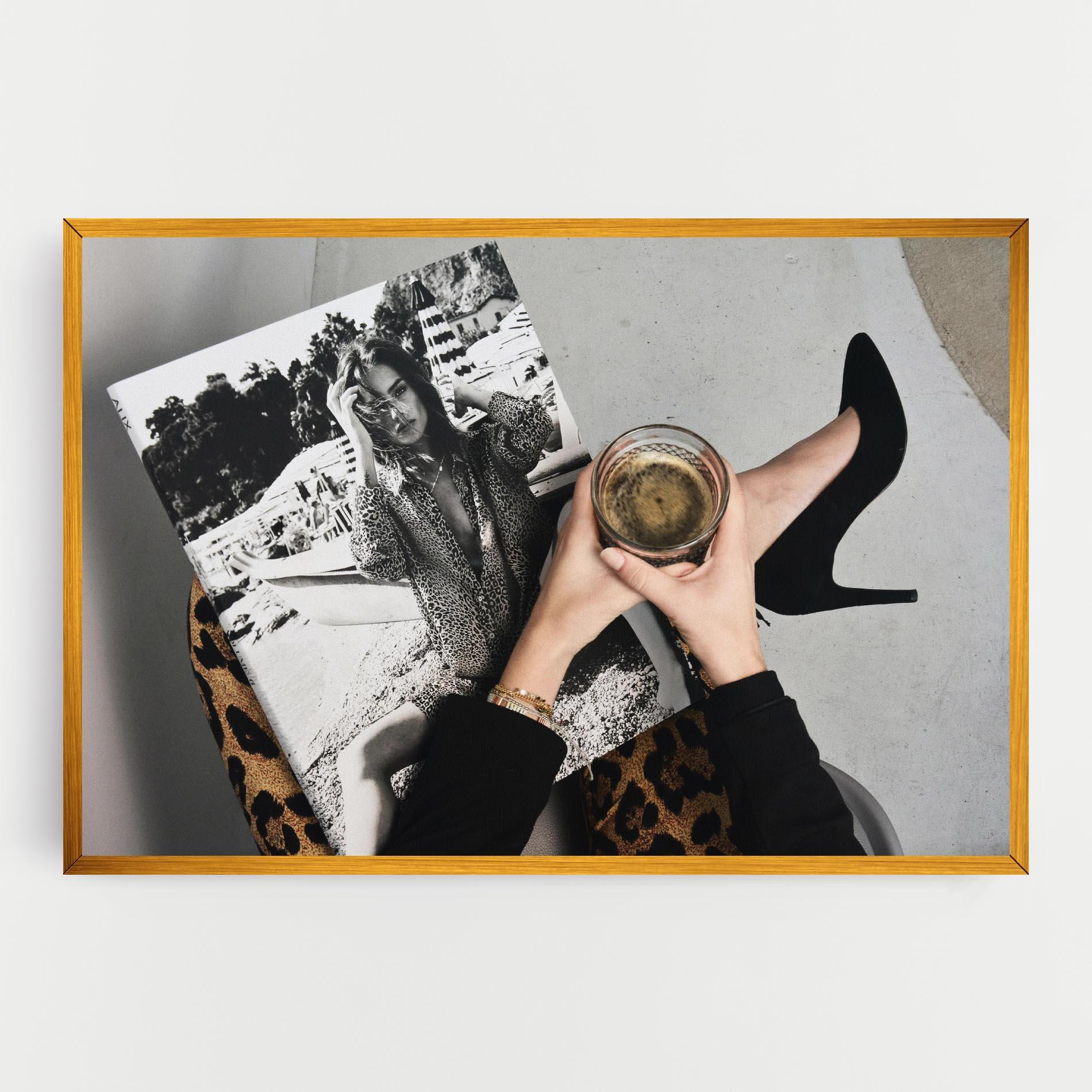 Tablou Canvas Black Shoes Holding Coffee mockup 0