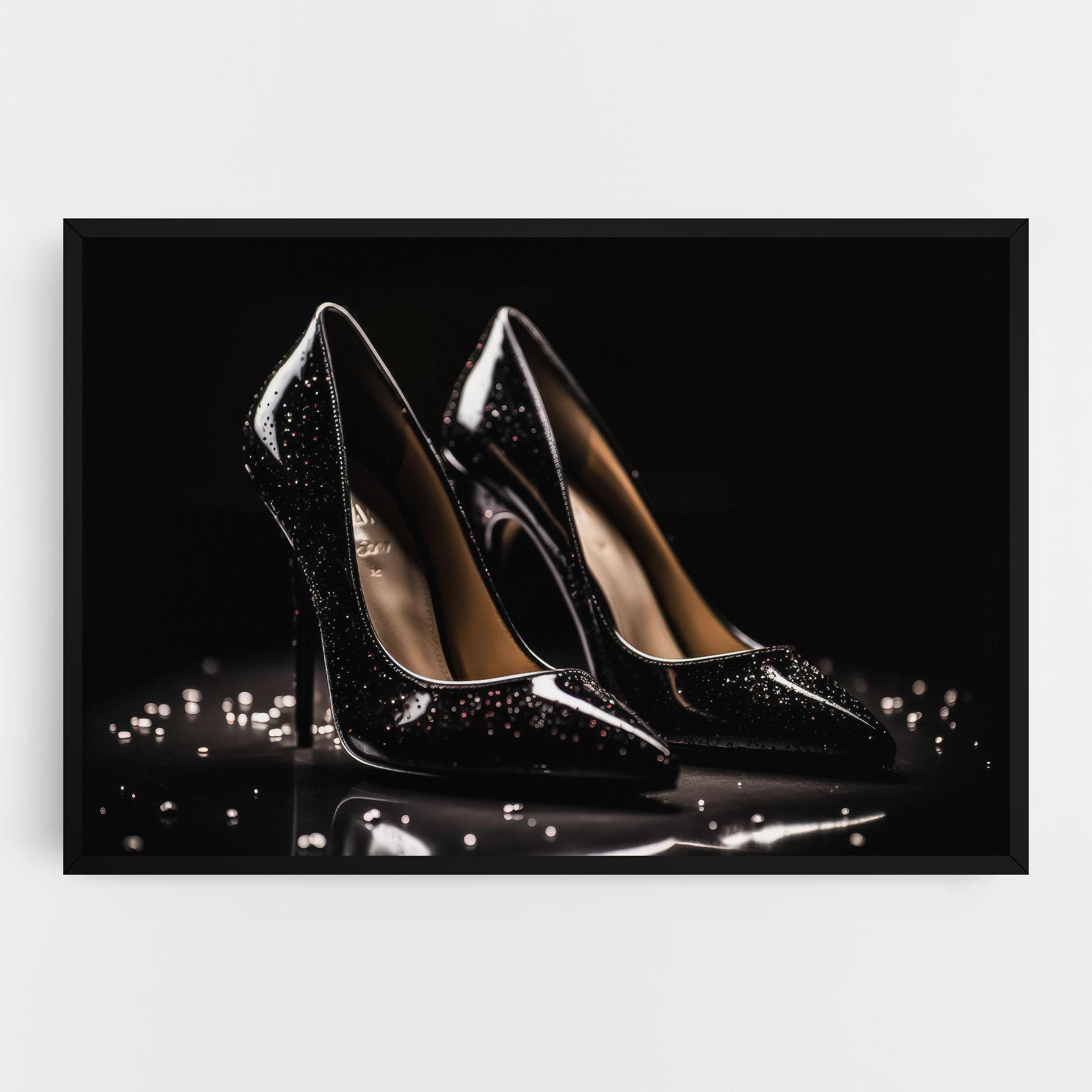 Tablou Canvas Black Leather Shoe mockup 0