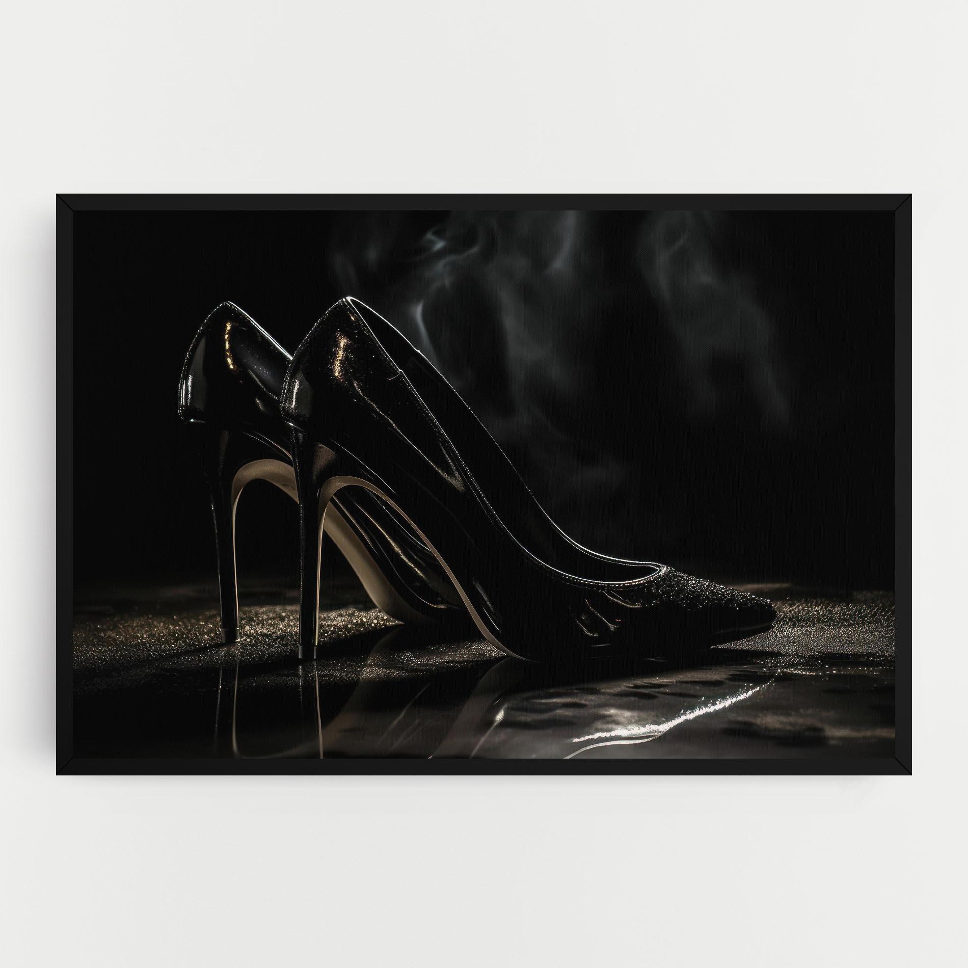 Tablou Canvas Black Leather Shoes mockup 0