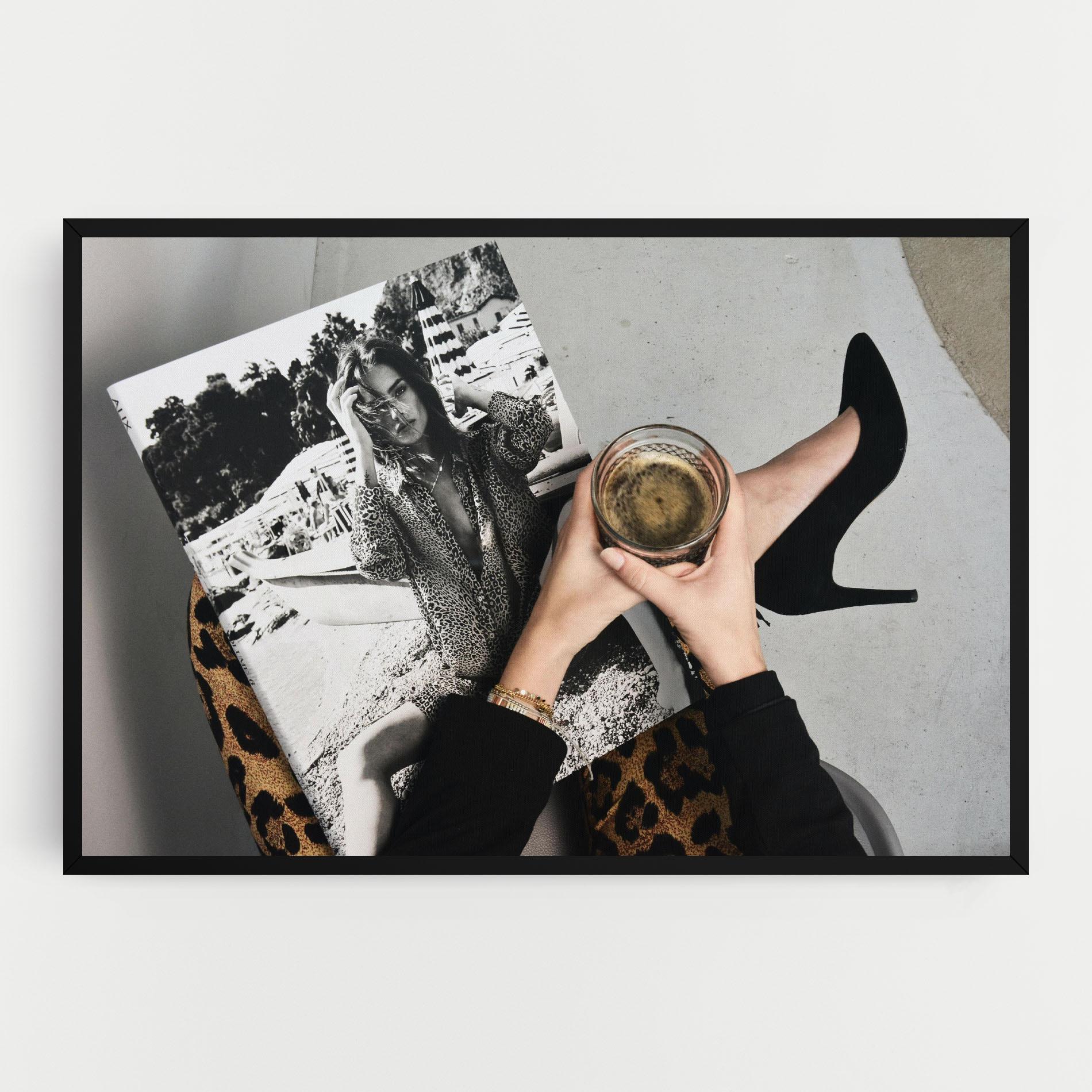 Tablou Canvas Black Shoes Holding Coffee mockup 0