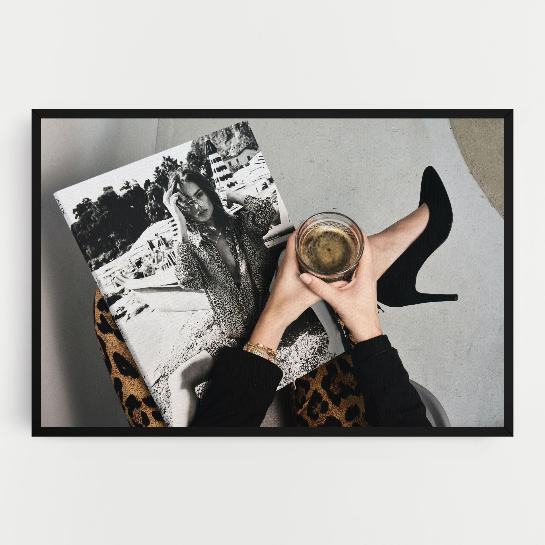 Black Shoes Holding Coffee mockup 0