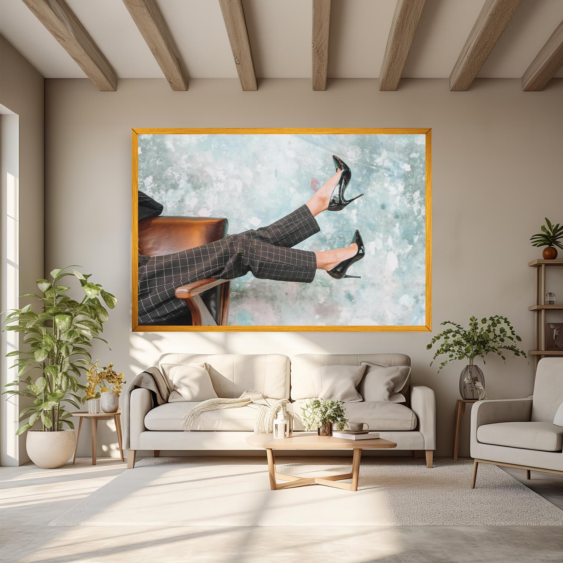 Tablou Canvas Black Shoes On Chair mockup 6