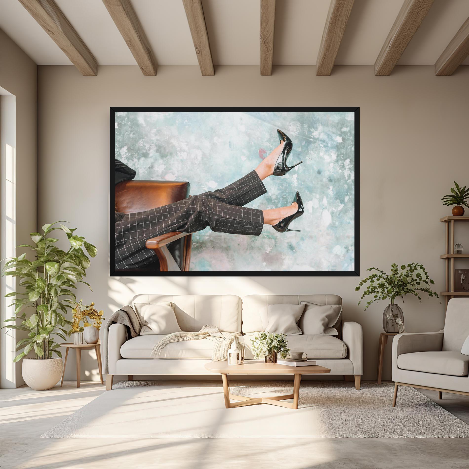 Tablou Canvas Black Shoes On Chair mockup 6