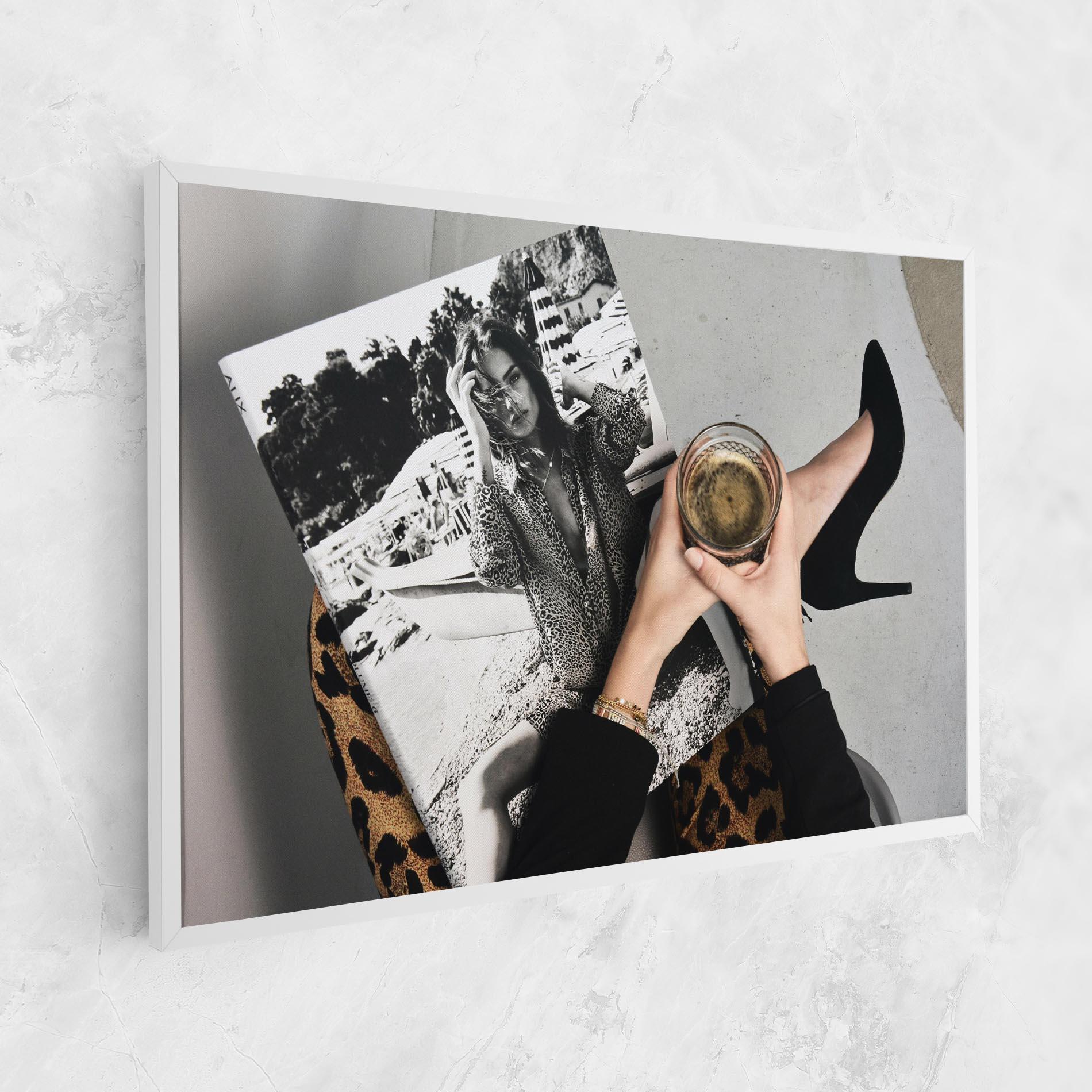 Tablou Canvas Black Shoes Holding Coffee mockup 1