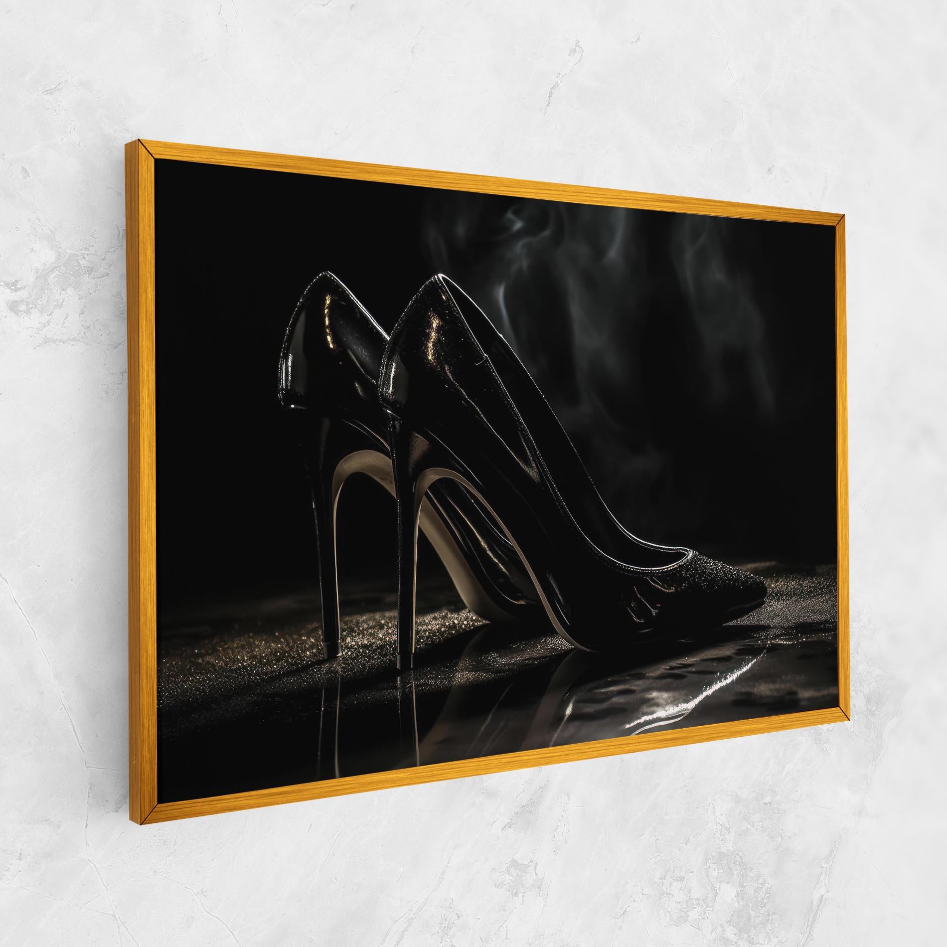 Tablou Canvas Black Leather Shoes mockup 1