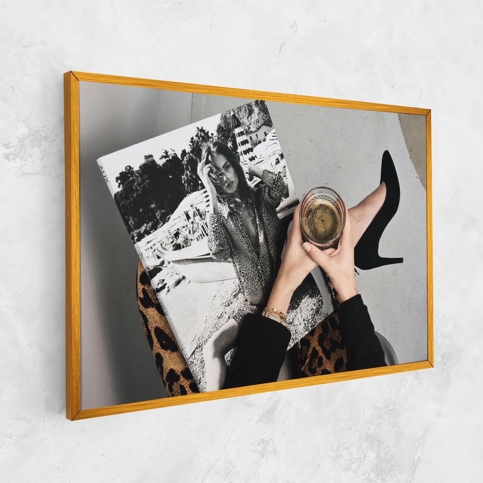 Tablou Canvas Black Shoes Holding Coffee mockup 1