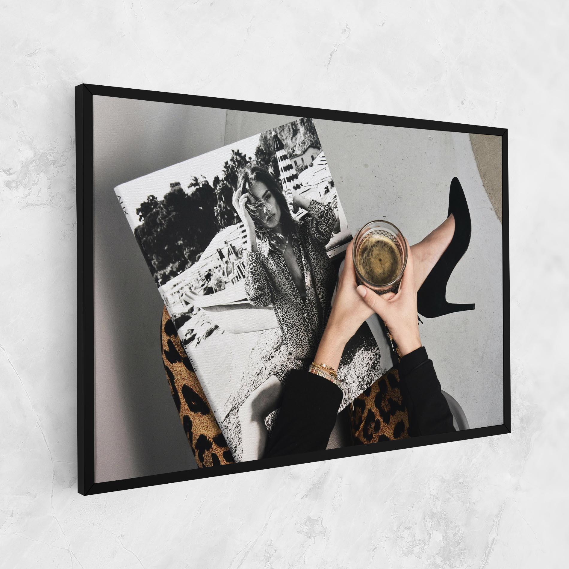 Tablou Canvas Black Shoes Holding Coffee mockup 1