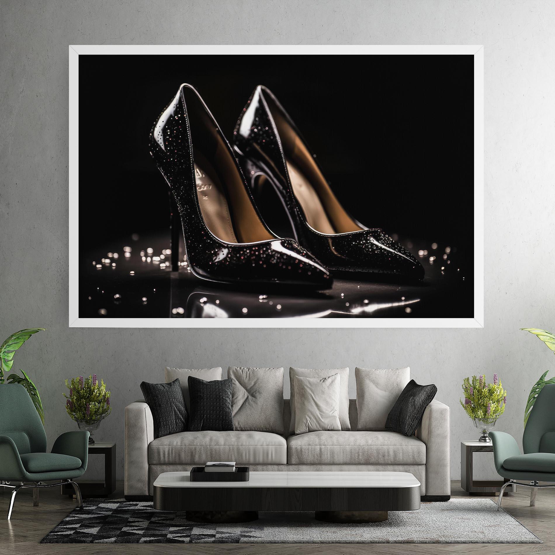 Tablou Canvas Black Leather Shoe mockup 7