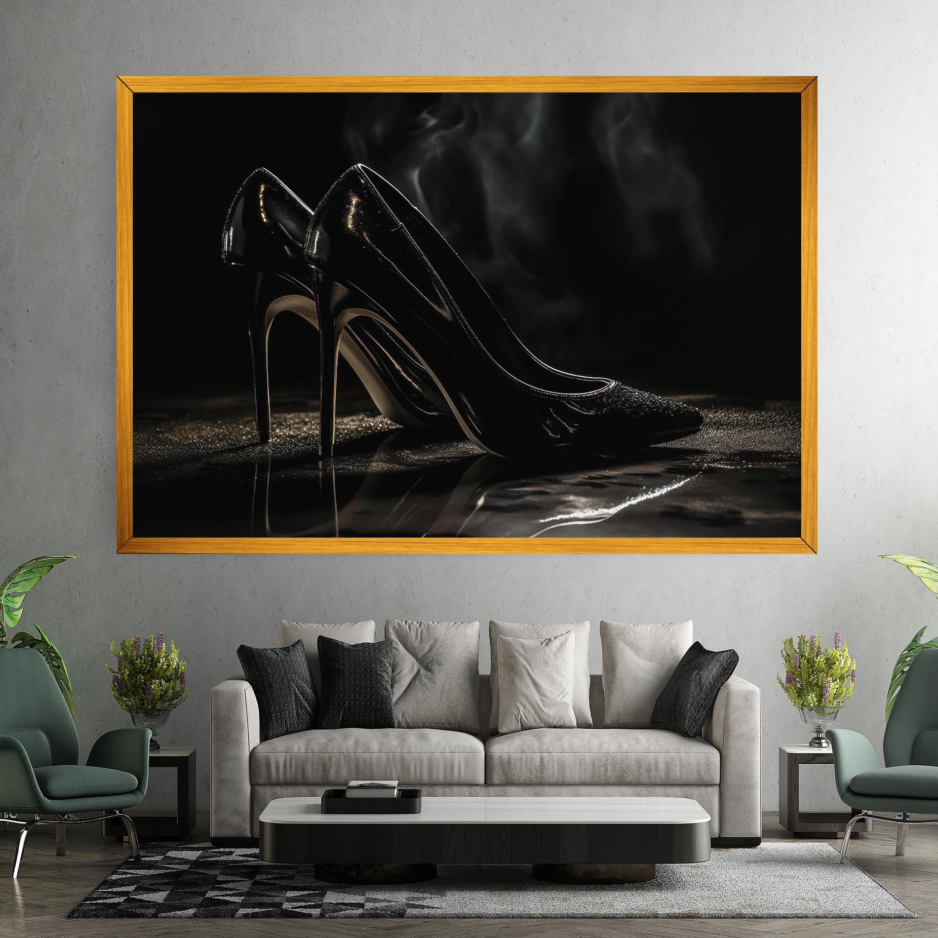 Tablou Canvas Black Leather Shoes mockup 7