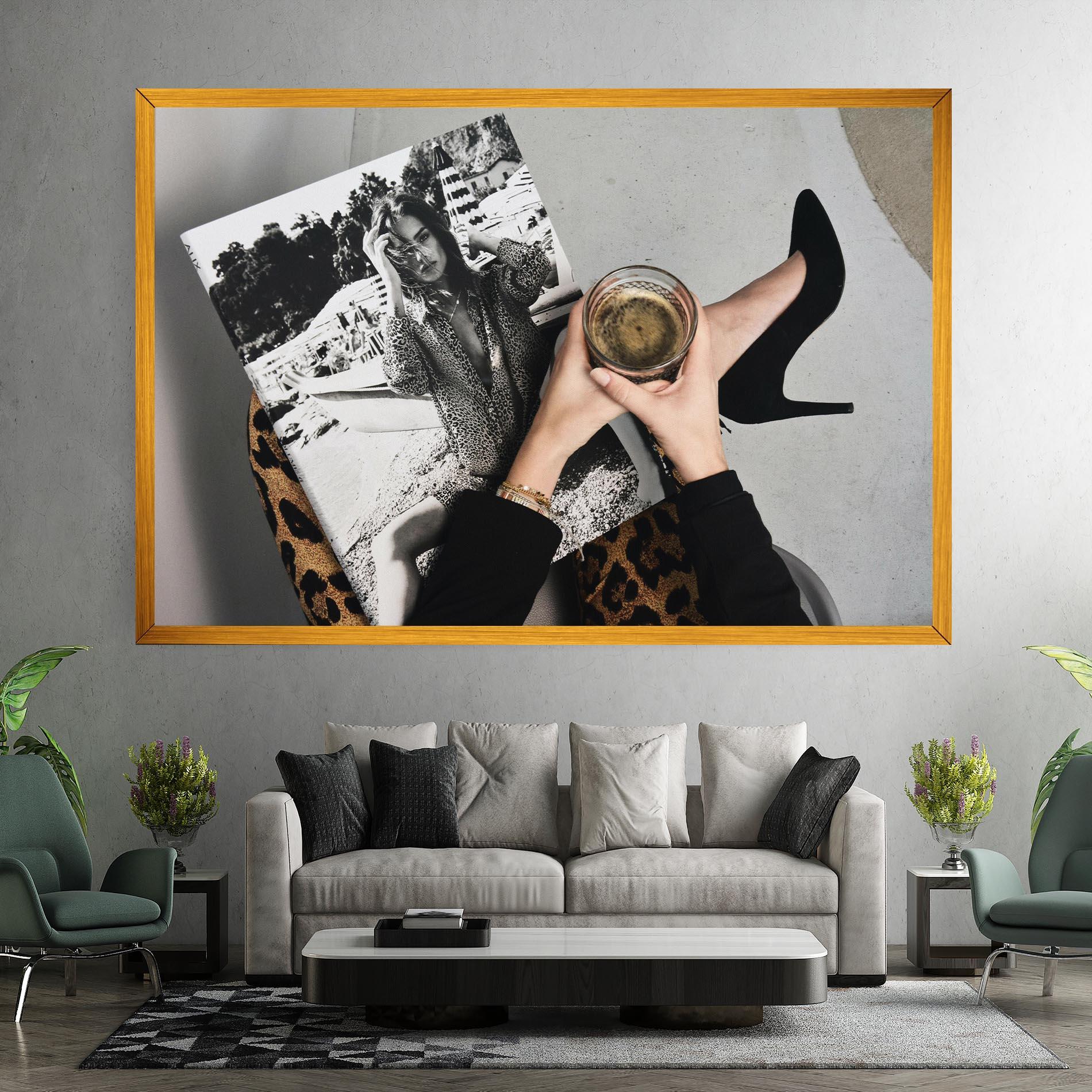 Tablou Canvas Black Shoes Holding Coffee mockup 7