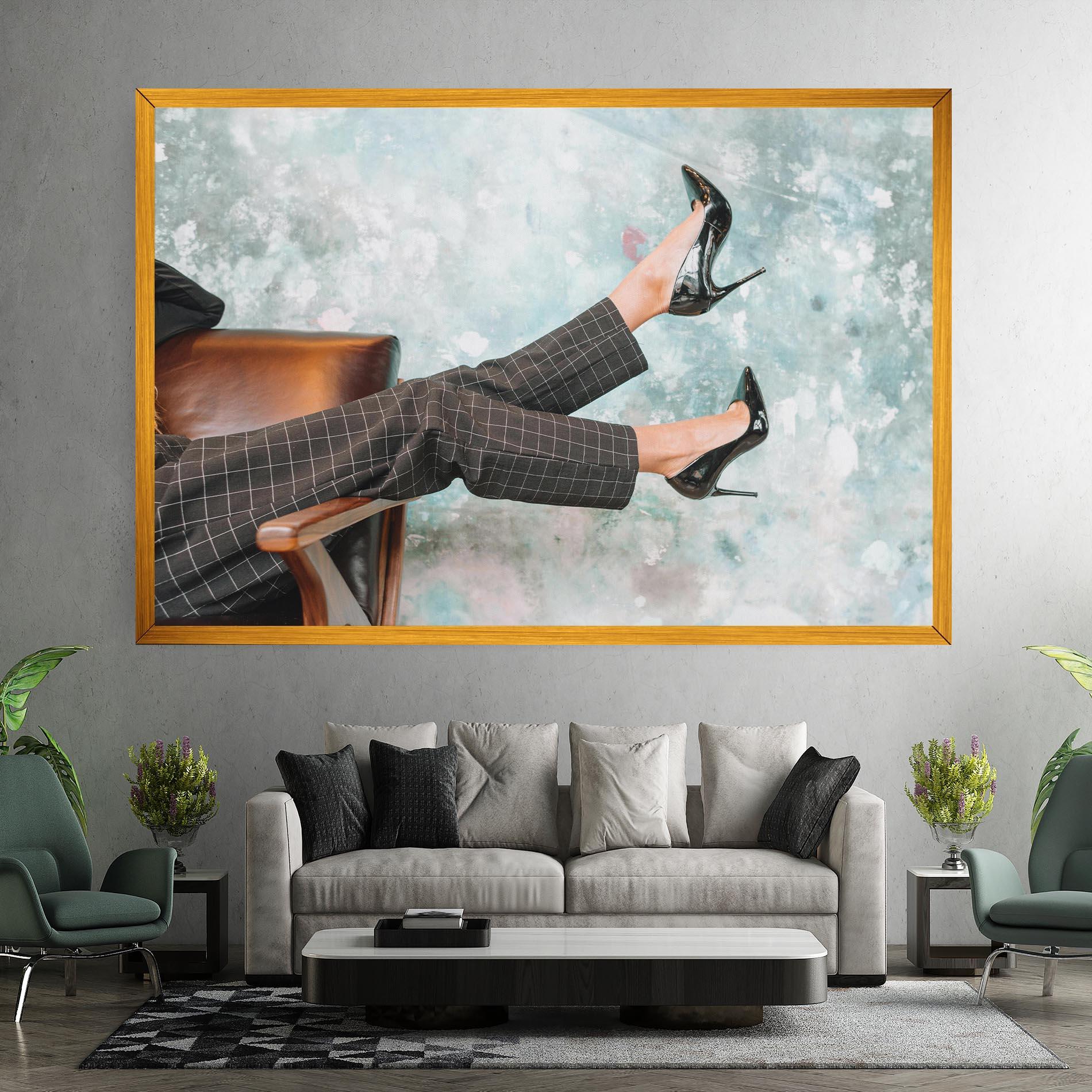 Tablou Canvas Black Shoes On Chair mockup 7