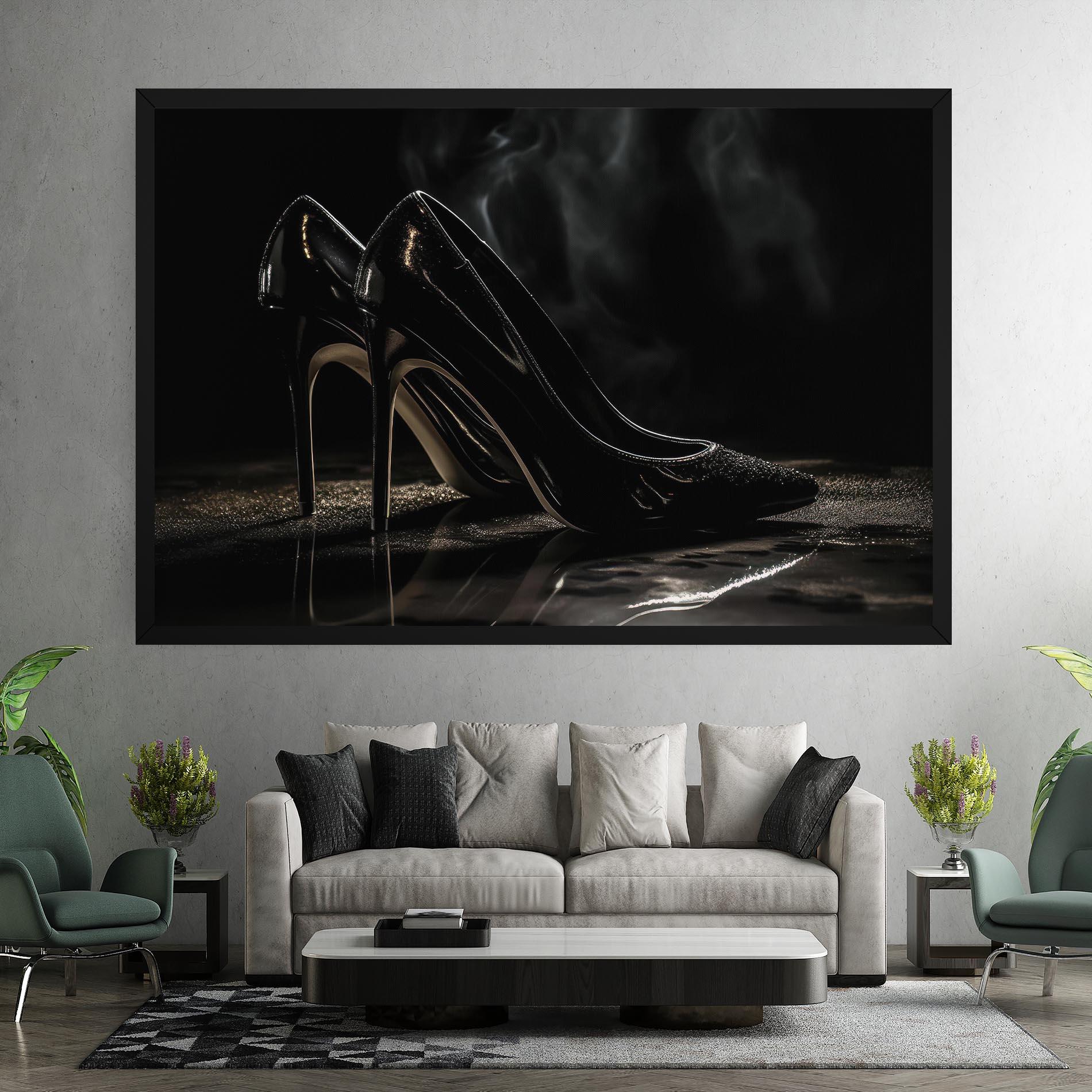 Tablou Canvas Black Leather Shoes mockup 7