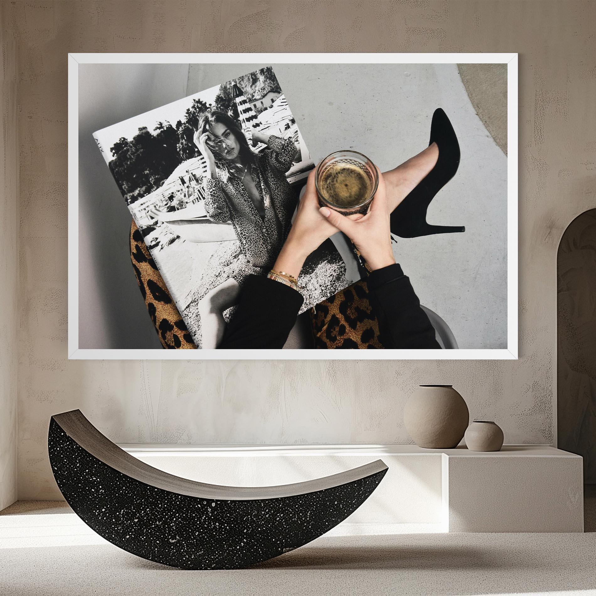 Tablou Canvas Black Shoes Holding Coffee mockup 8