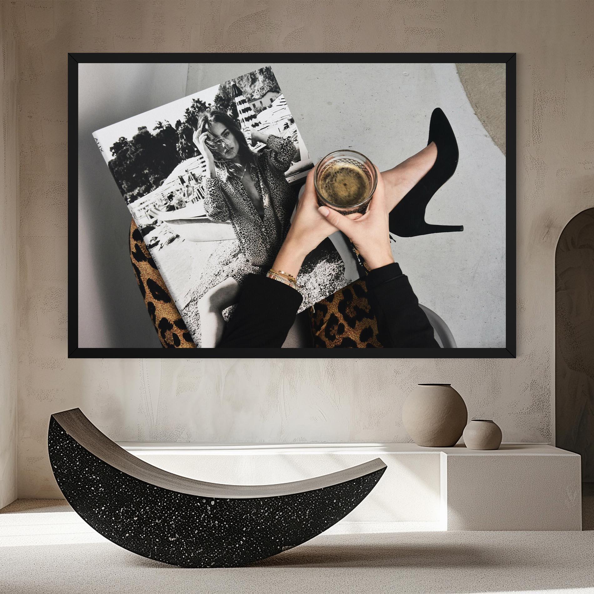 Tablou Canvas Black Shoes Holding Coffee mockup 8