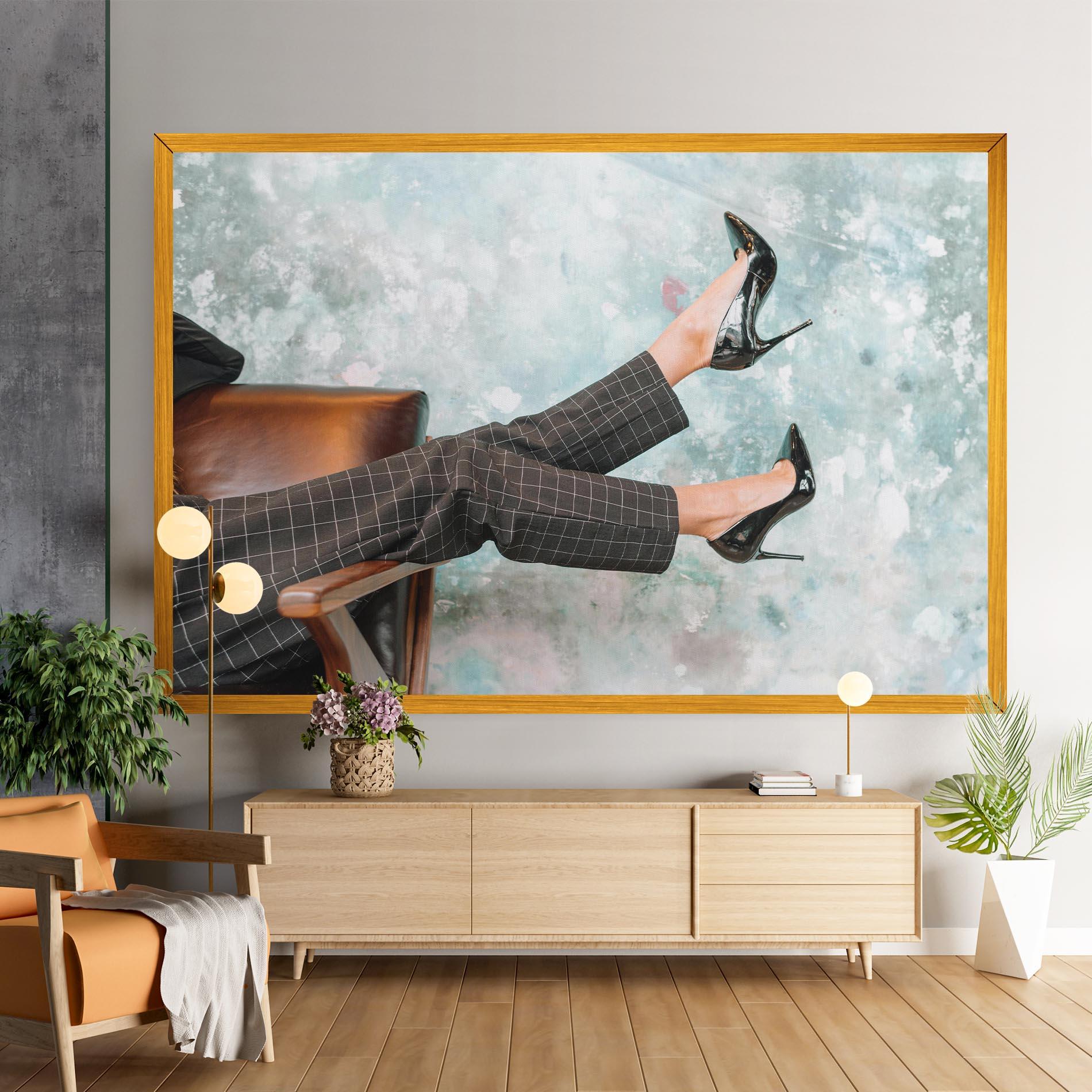 Tablou Canvas Black Shoes On Chair mockup 9