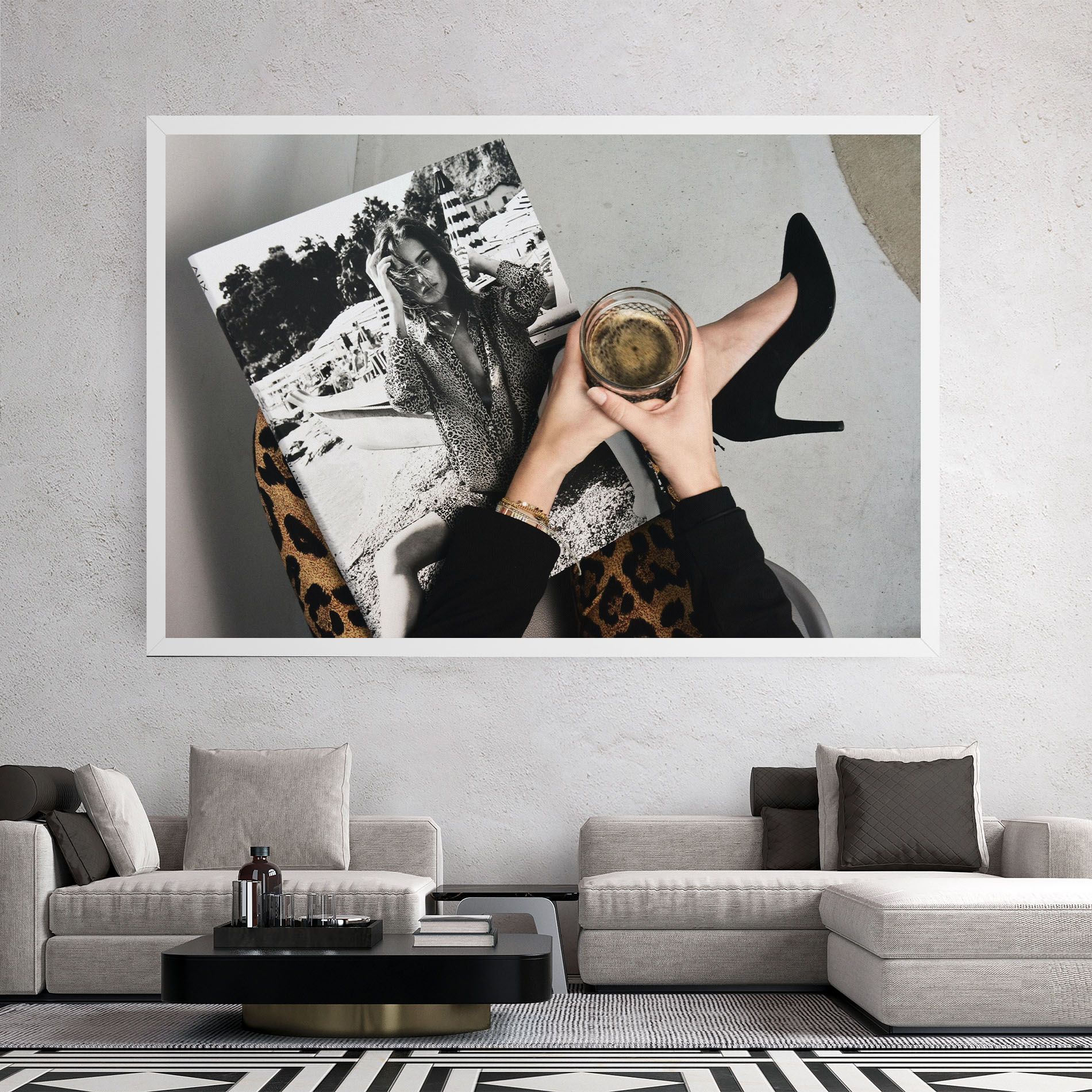 Black Shoes Holding Coffee mockup 2