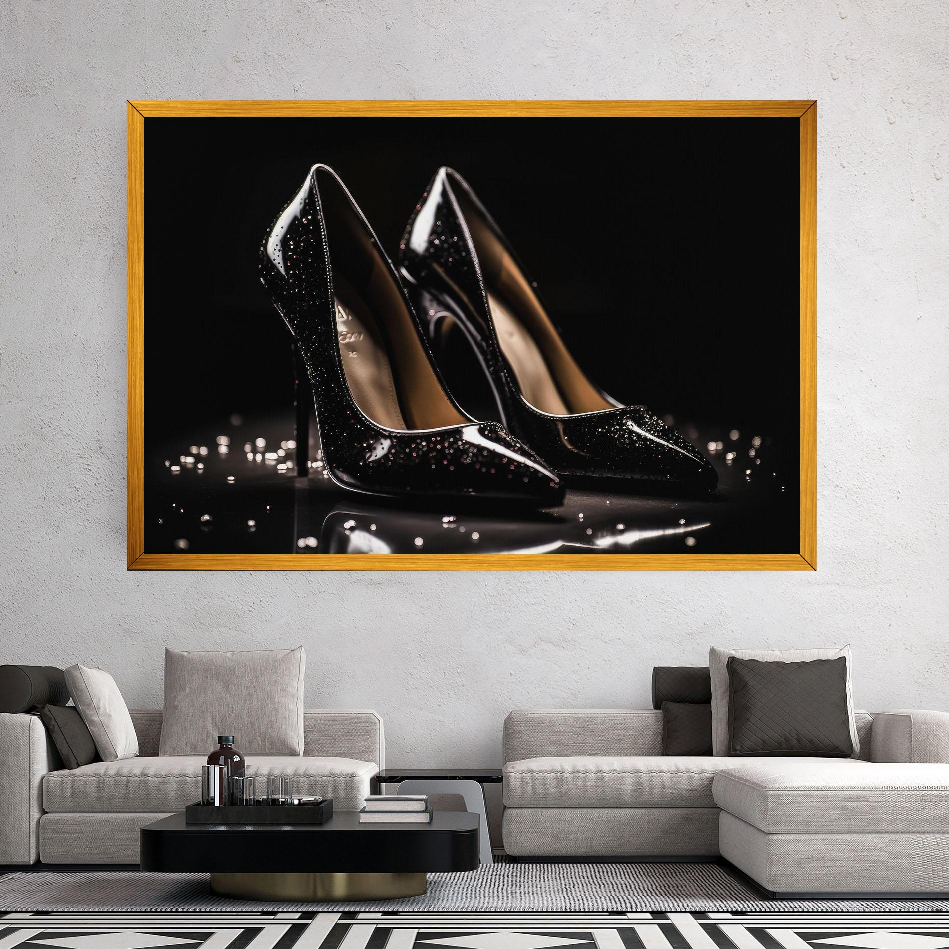 Tablou Canvas Black Leather Shoe mockup 2