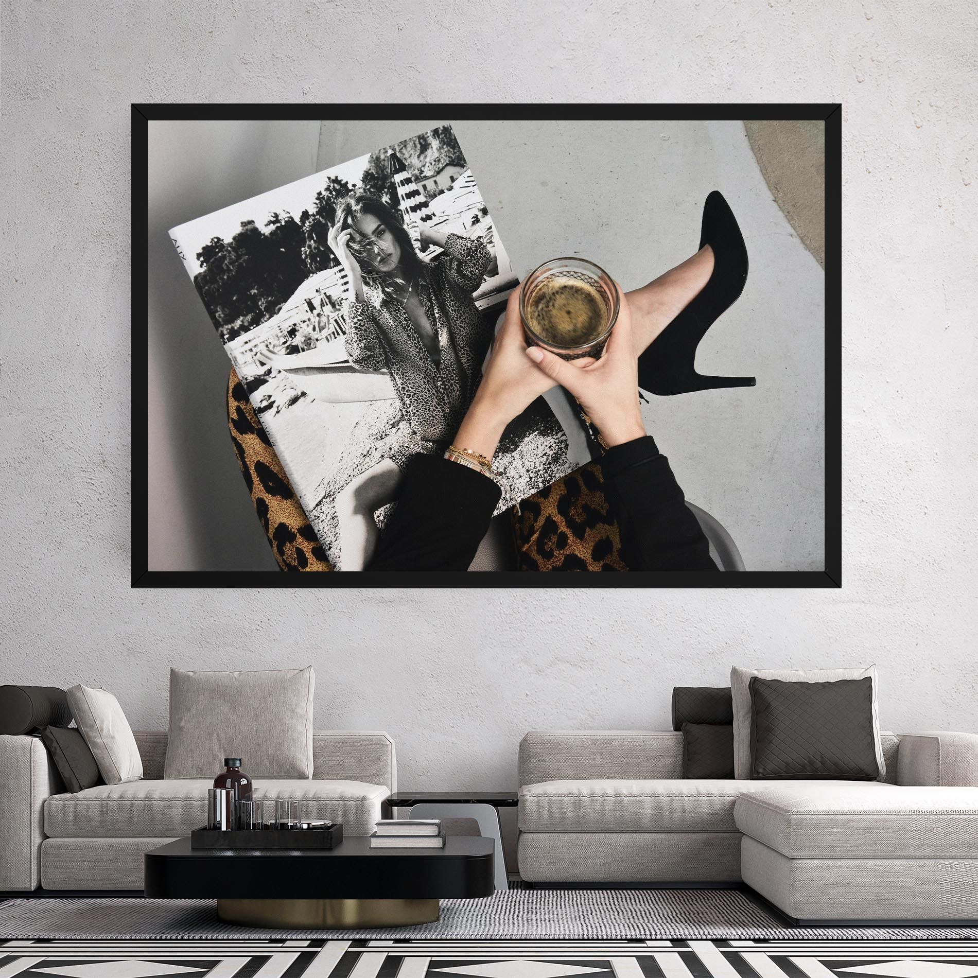 Black Shoes Holding Coffee mockup 2